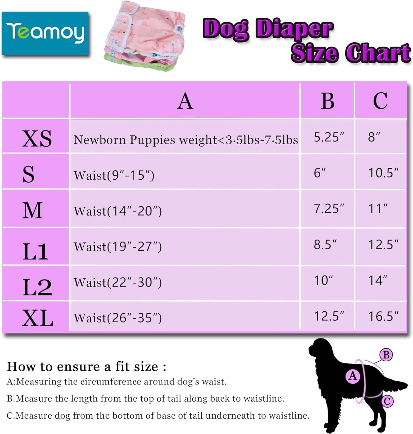 Teamoy  Pañales lavables para perros hembras, reutilizables, súper absorbentes y cómodos