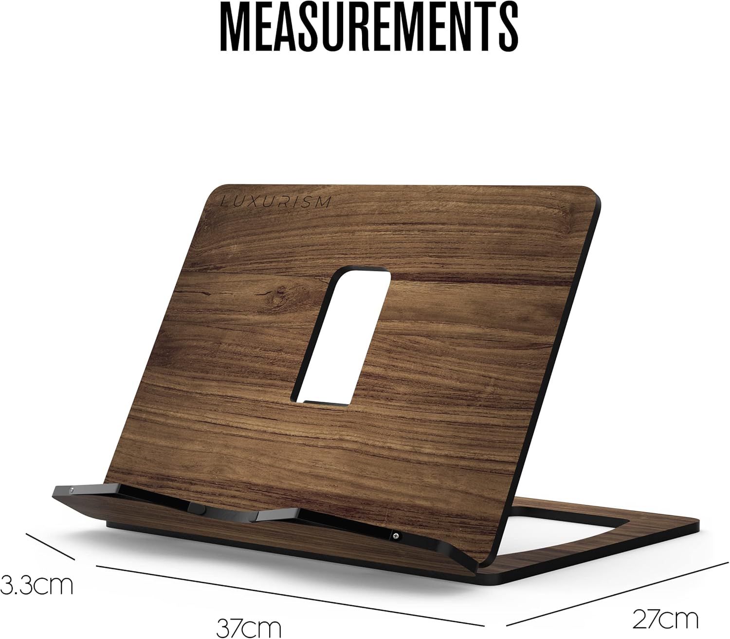 LUXURISM – Soporte ajustable de madera para libros grandes, 8 ajustes de altura, diseño minimalista, multiusos, plegable y portátil, ideal para
