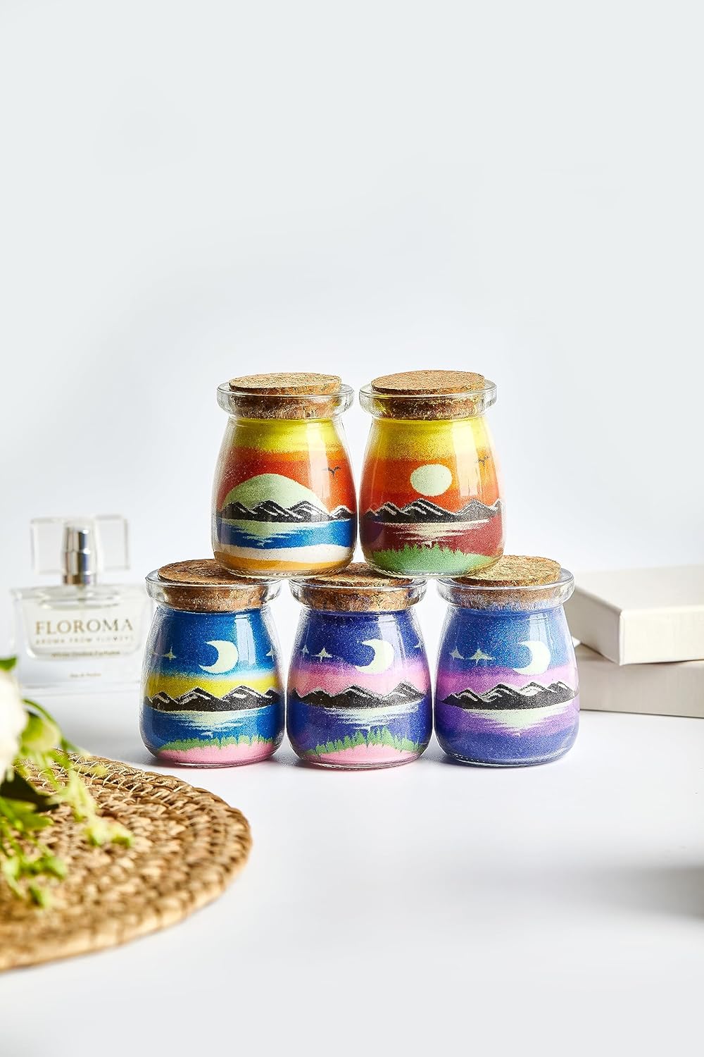 YUANLUGV – Botellas de arena de colores con arena luminosa para niños, elegante y exquisita botella de arte de arena, botellas de arte de arena con