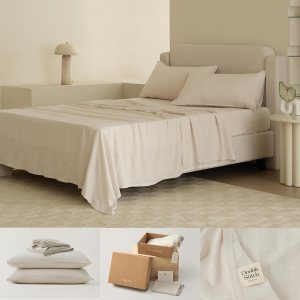 Double Stitch by Bedsure Sábanas de lino Tencel, presentadas en USA Today, juego de sábanas Queen con bolsillo profundo de hasta 16 pulgadas, Double Stitch by Bedsure Sábanas de lino Tencel, presentadas en USA Today, juego de sábanas Queen con bolsillo profundo de hasta 16 pulgadas,