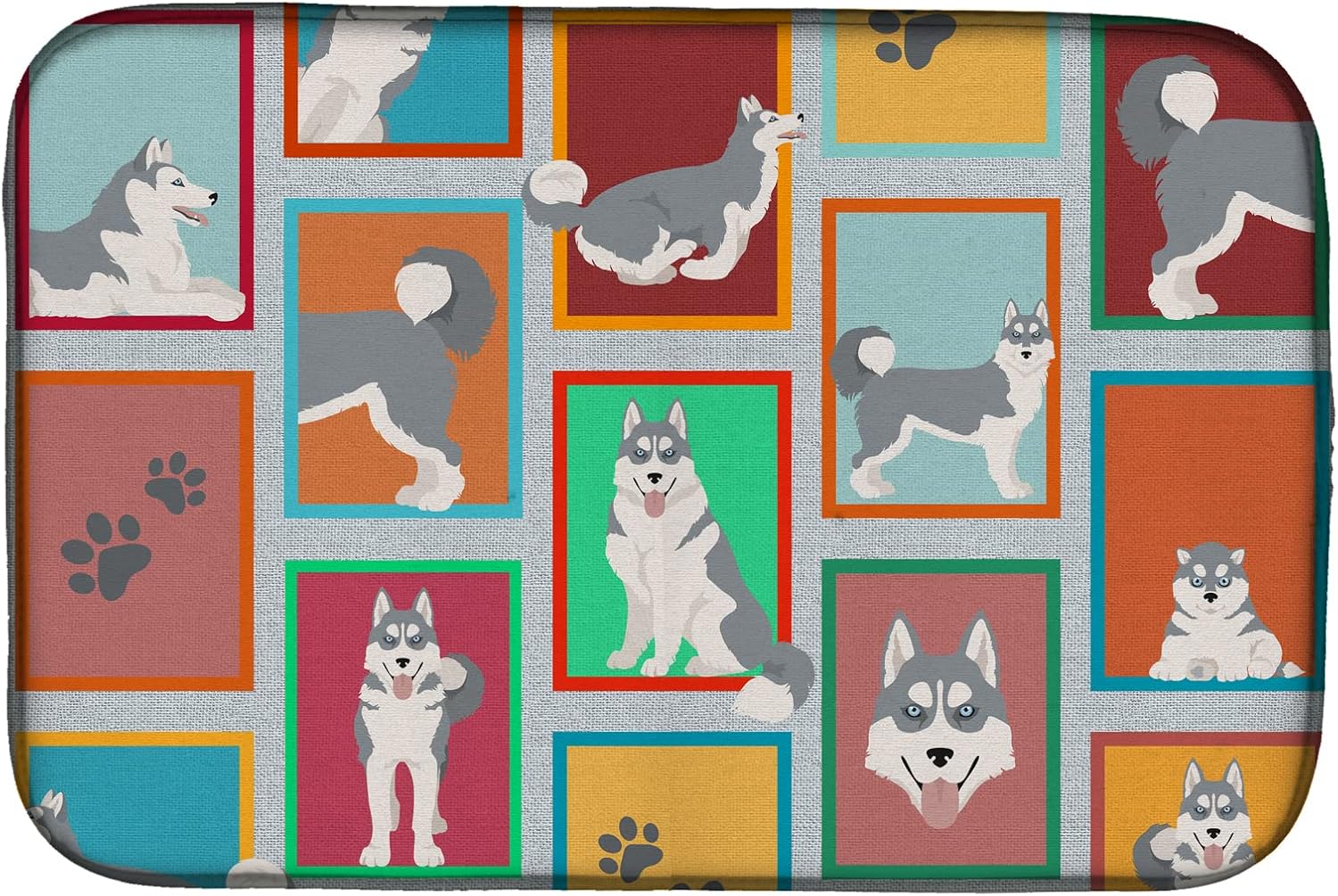 Caroline’s Treasures MLM1159DDM – Tapete de secado de platos de Husky siberiano gris absorbente para secado de platos para encimera de cocina,