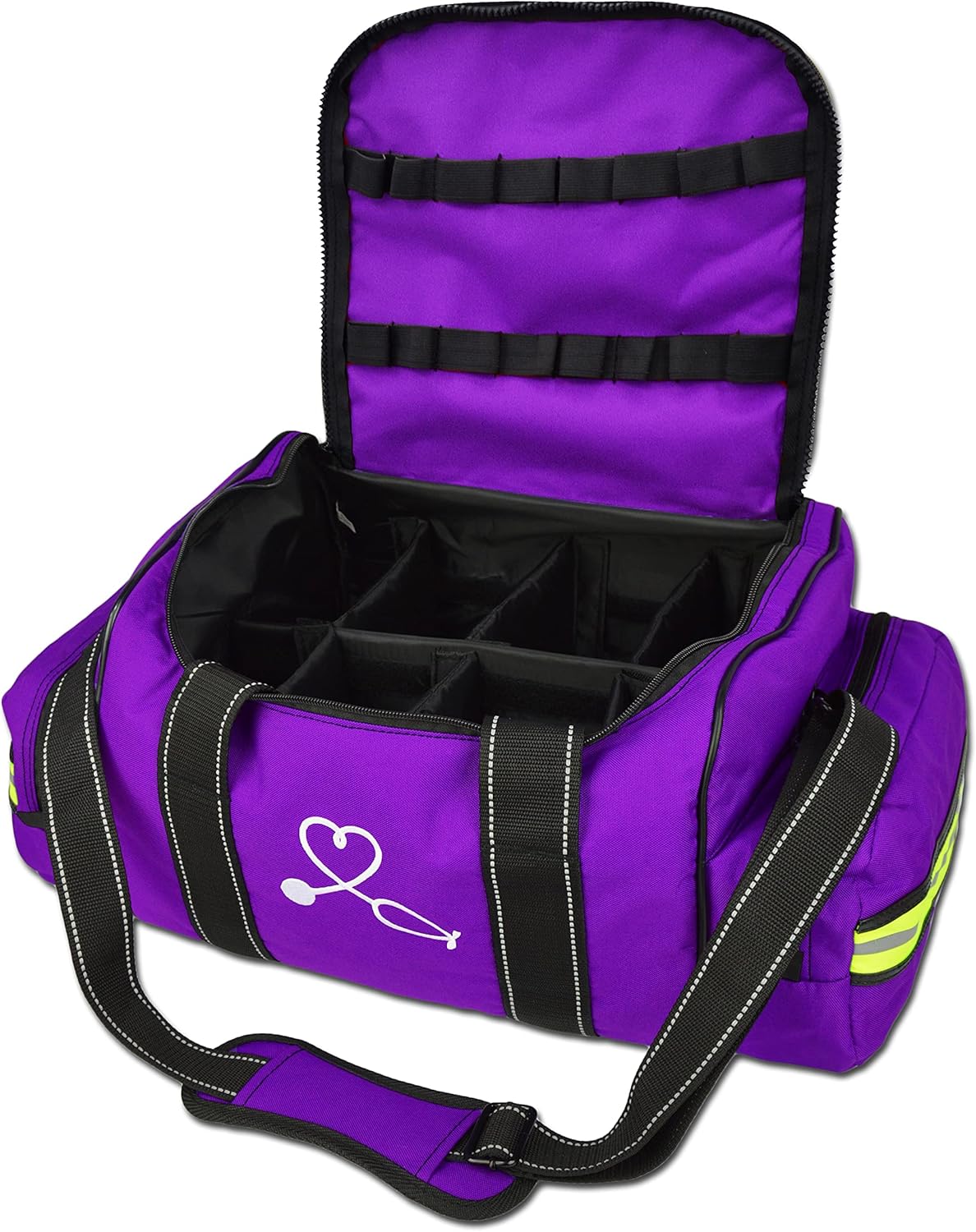 Lightning X – Bolsa de salto de trauma EMT personalizable para médico de primera respuesta con nombre bordado, Púrpura, Bordado