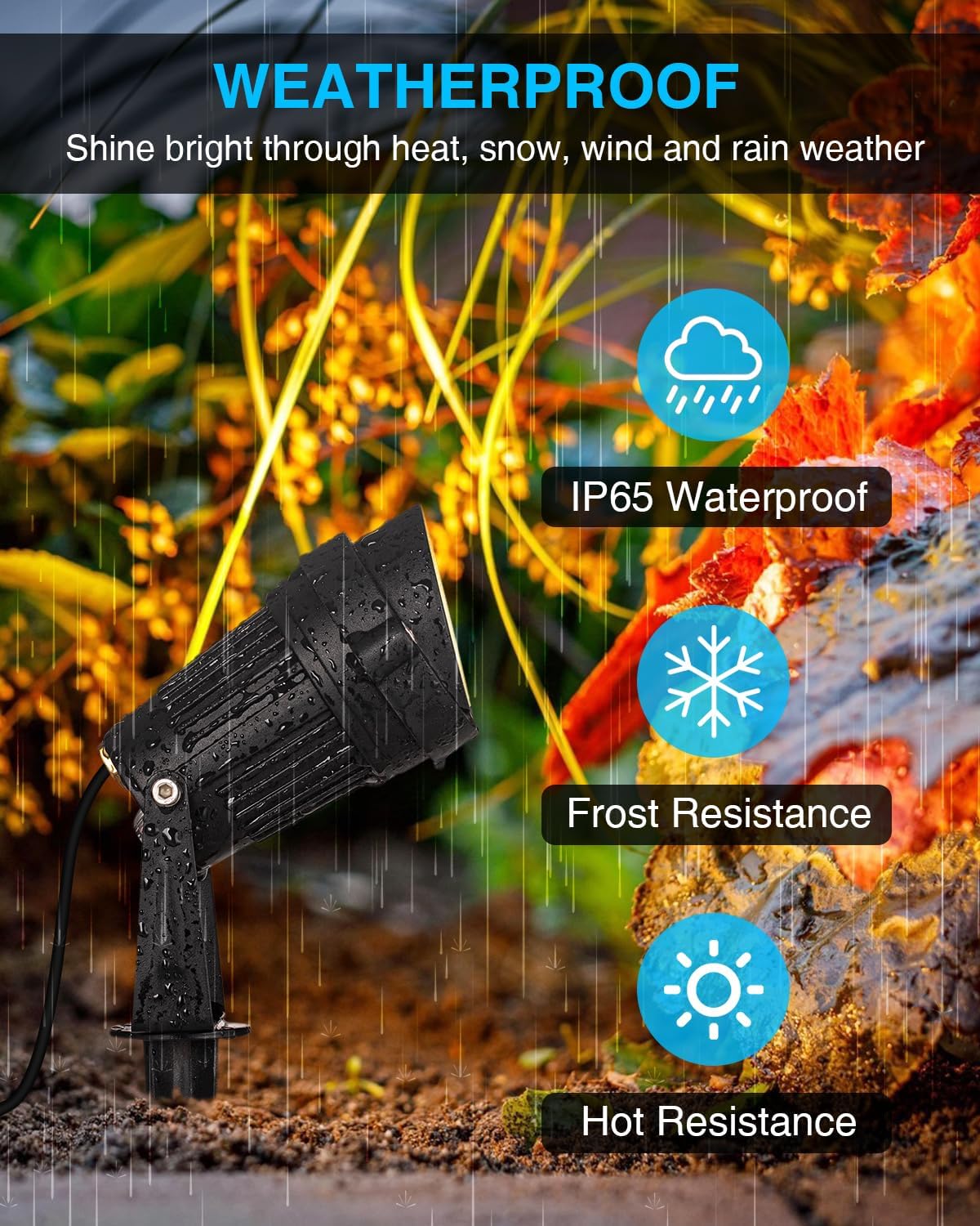 SUNVIE Iluminación al aire libre del atardecer al amanecer 120 V, focos LED de paisaje al aire libre con sensor de fotocélula luces impermeables