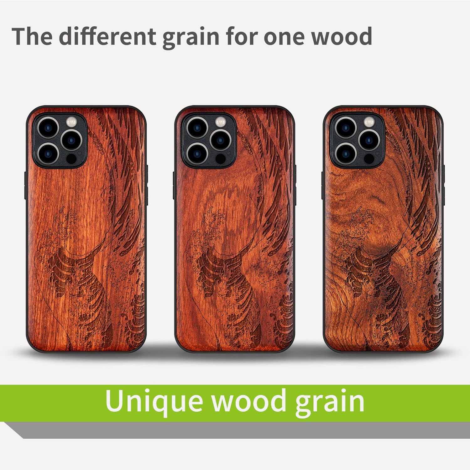 Carveit Funda magnética de madera para iPhone 12 Pro madera natural y TPU suave a prueba de golpes, funda protectora única y elegante de madera
