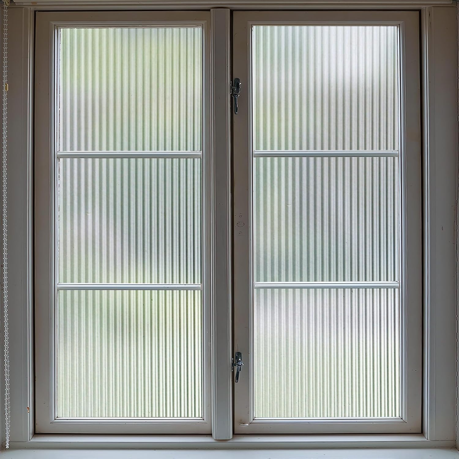 VELIMAX Película de ventana de vidrio con junco de 12 pulgada, película de privacidad para ventana, calcomanías 3D no adhesivas para baño, sala de