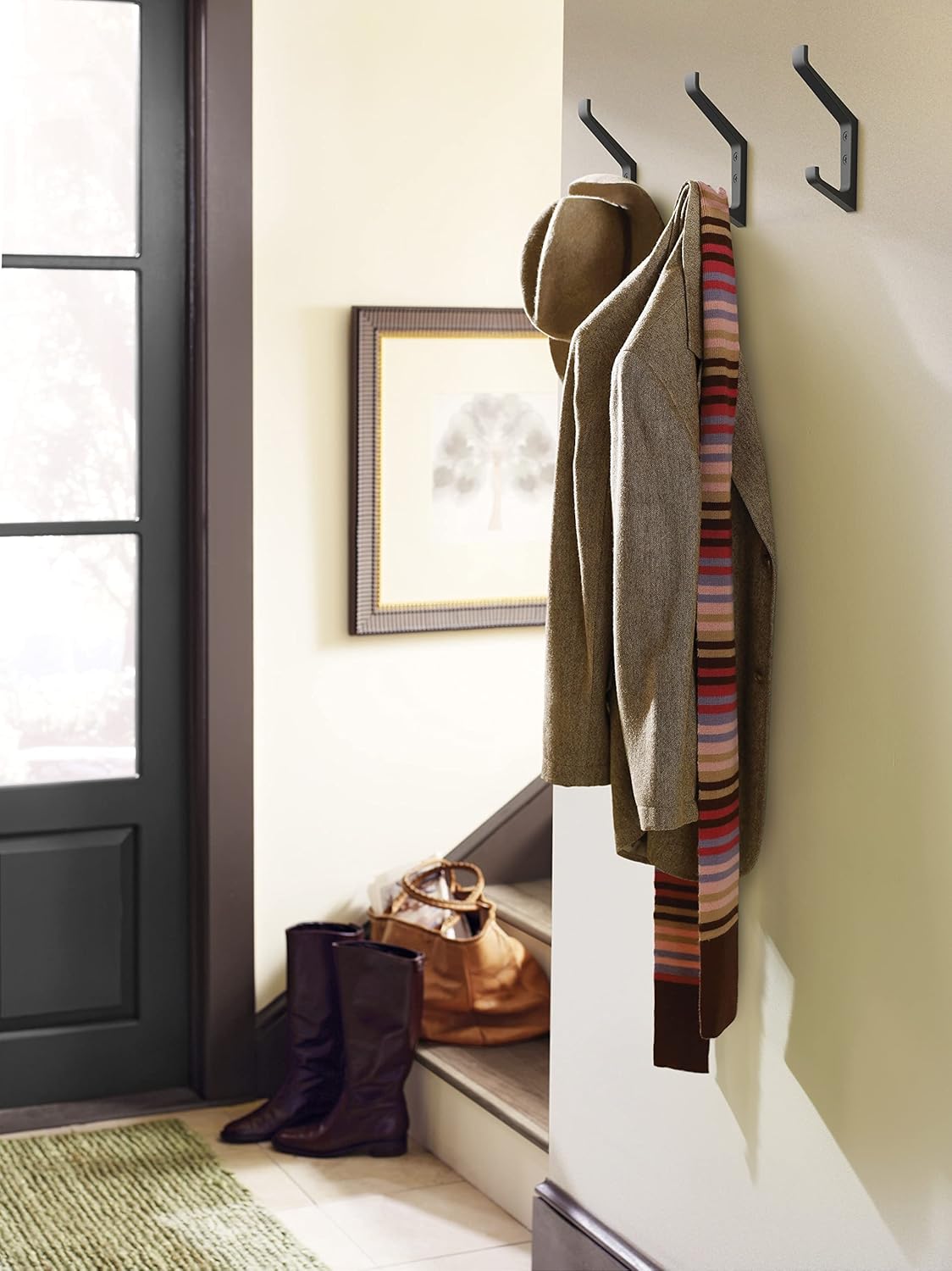 Amerock H37003MB  Gancho decorativo de pared Emerge de doble punta, gancho negro mate para abrigos, sombreros, mochilas, bolsas  Ganchos para baño,