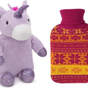 HomeTop Botella de agua caliente de goma clásica de alta calidad con una bonita funda de unicornio y una cubierta de punto suave HomeTop Botella de agua caliente de goma clásica de alta calidad con una bonita funda de unicornio y una cubierta de punto suave