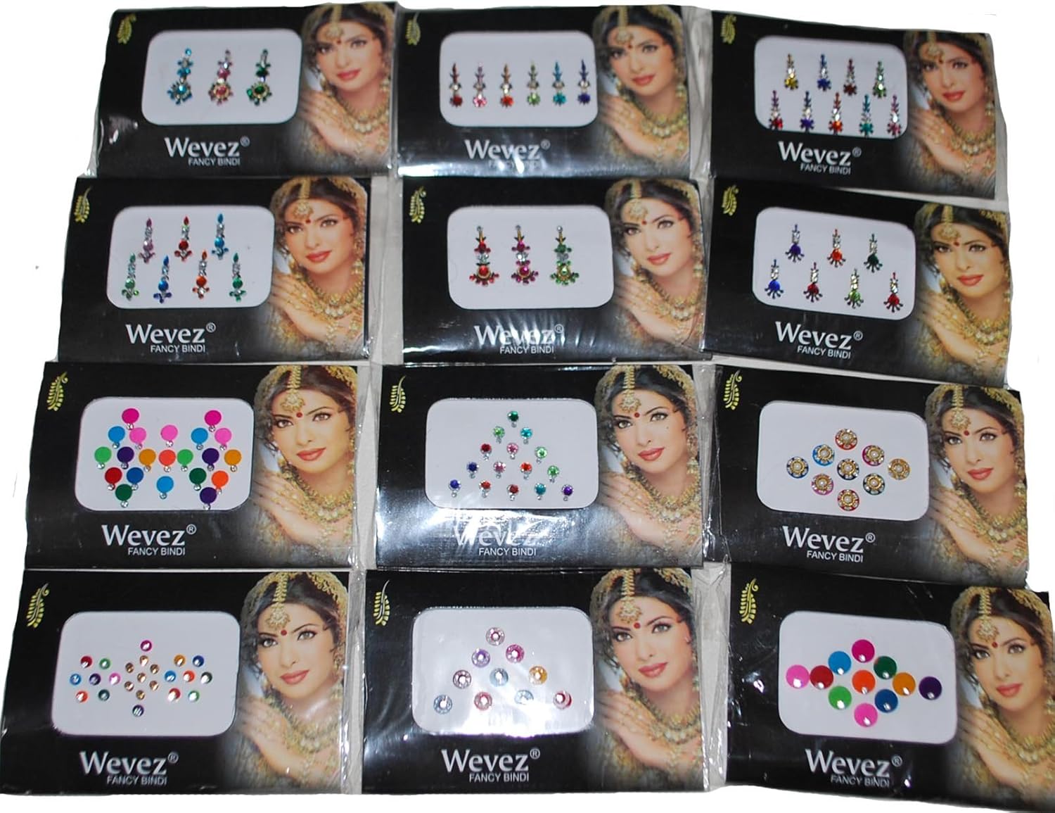Paquete de 12 pegatinas autoadhesivas para el cuerpo de Bollywood, reutilizables