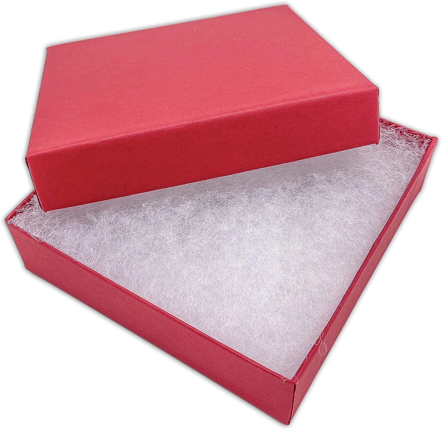 TheDisplayGuys – Paquete de 25 cajas de regalo de papel de cartón relleno de algodón #33, color rojo mate (3.5 x 3.5 x 1.0 pulgadas), para regalo,
