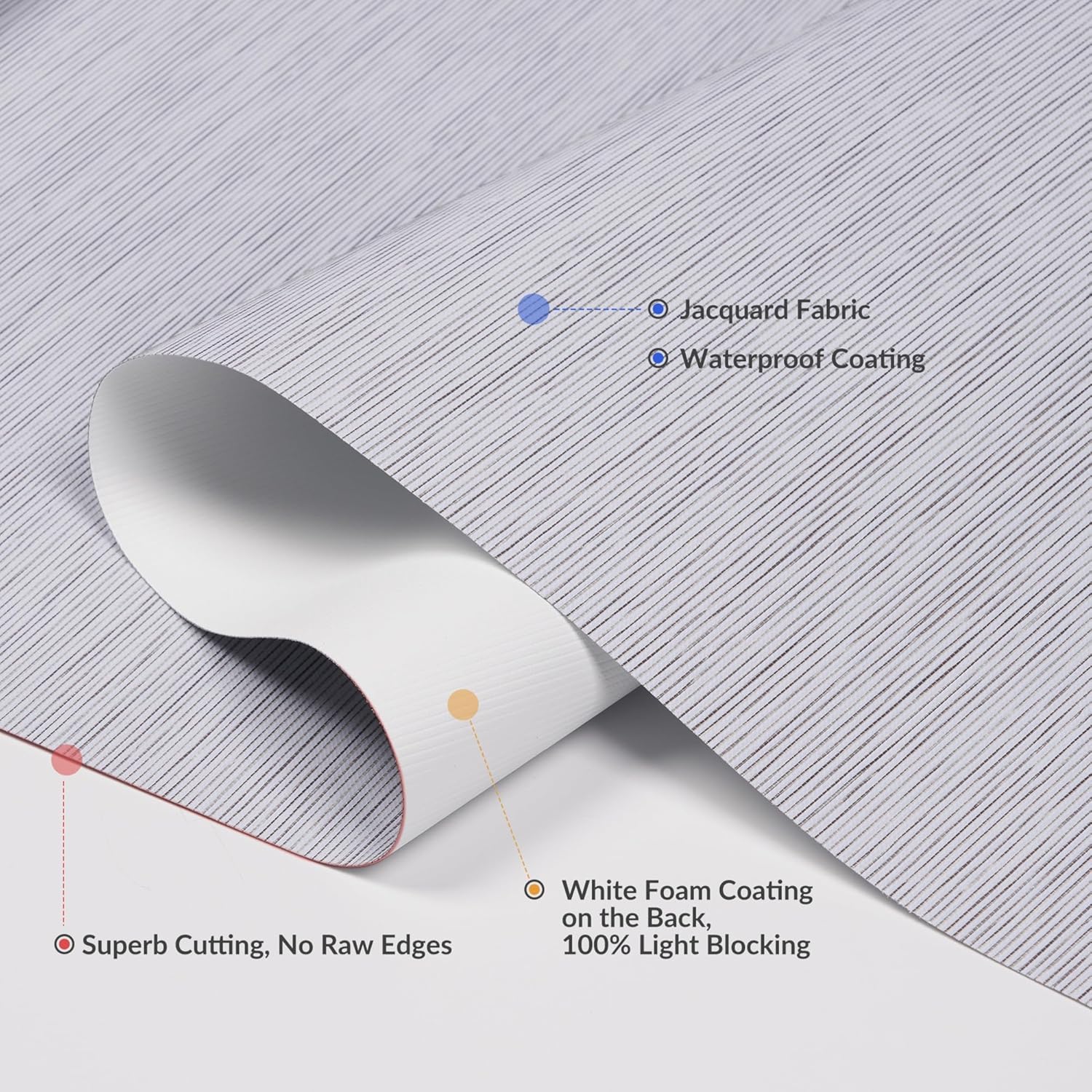 Boolegon Persianas enrollables opacas para ventana, sin cordones, de jacquard a rayas, aislamiento térmico, protección UV, ahorro de energía, para
