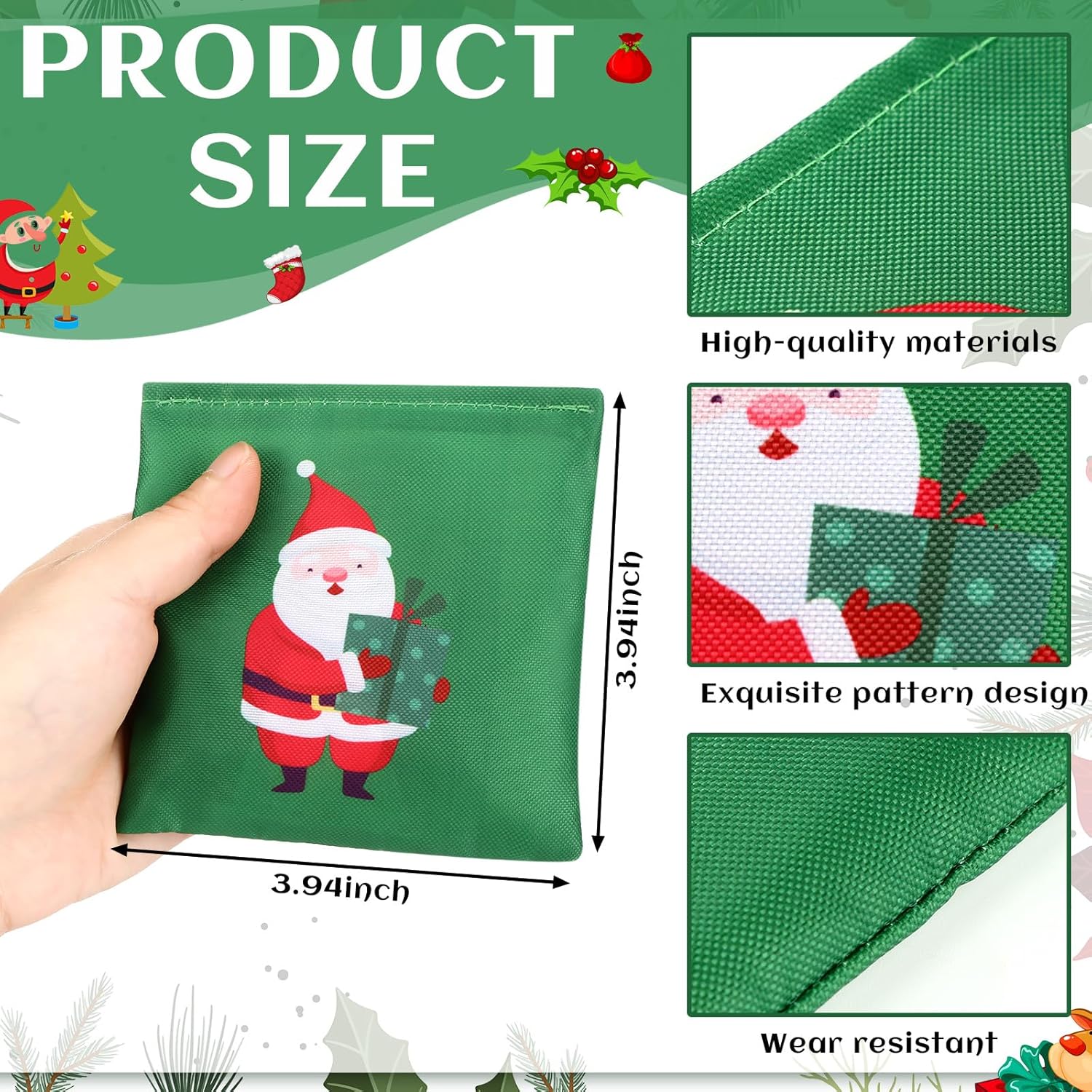 Ceenna 12 bolsas de frijoles de Cornhole de Navidad, muñeco de nieve de Navidad, sacos de juegos de lanzamiento de cornhole, bolsas de Papá Noel