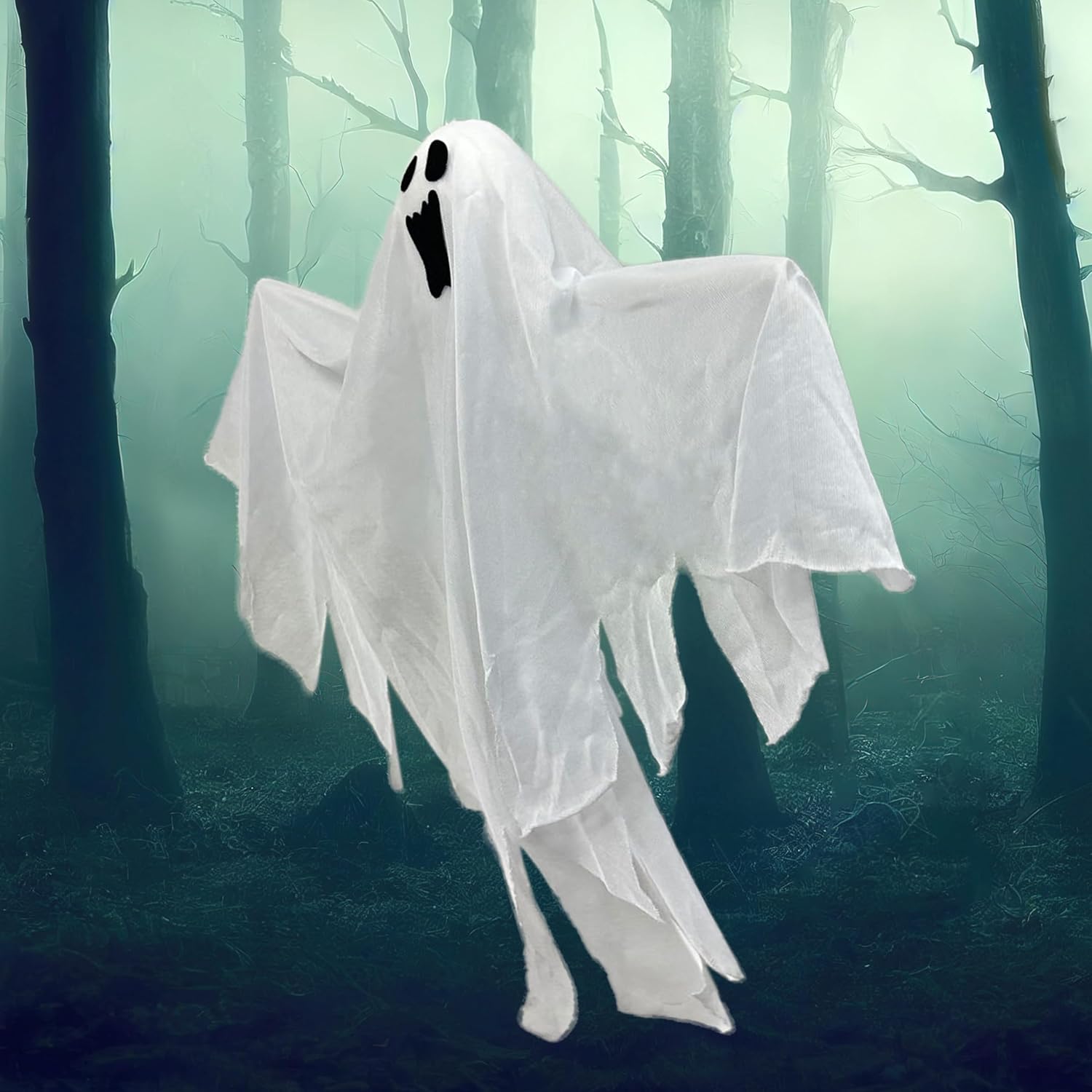 GIFTEXPRESS 3 fantasmas colgantes de Halloween de 25 pulgadas, lindos fantasmas de emoji voladores para patio delantero, patio, ley, jardín,