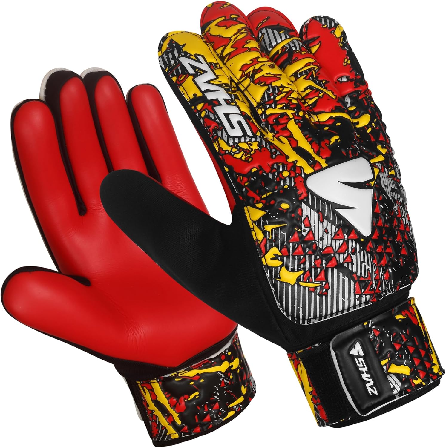 Shaz Guantes de portero de fútbol para niños y jóvenes, guantes de portero de fútbol Funky antideslizantes de 0.157 in con palma de látex con agarre