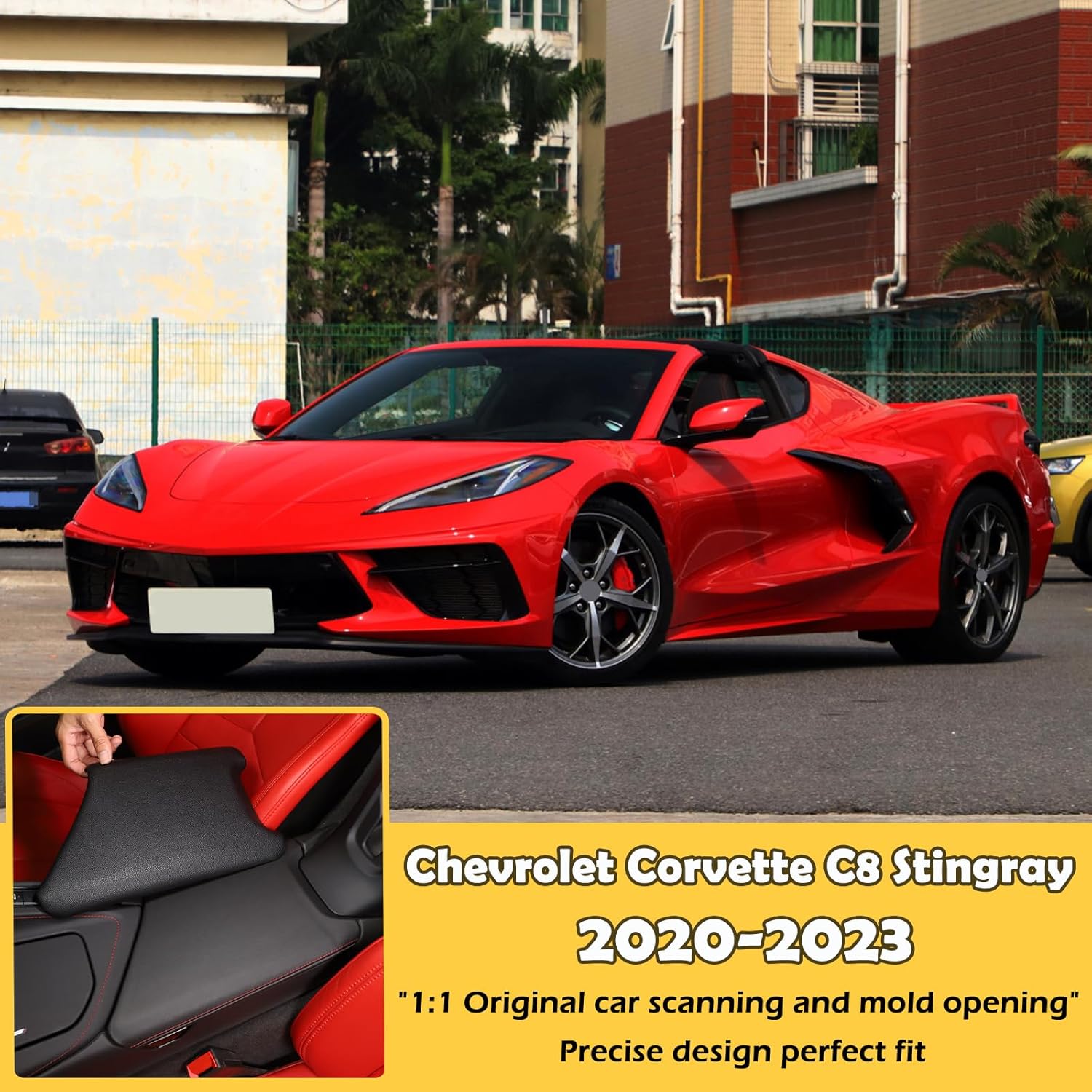 CHEAYAR Funda protectora para reposabrazos central para el interior del automóvil, funda protectora compatible con Chevrolet Corvette C8 2020-2023,