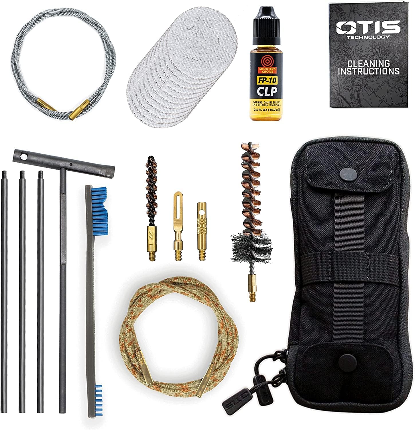 Otis Technology Kit de limpieza de pistola Defender Series de 0.219 in + limpiador de orificios biológicos Shooter’s Choice (12 oz)