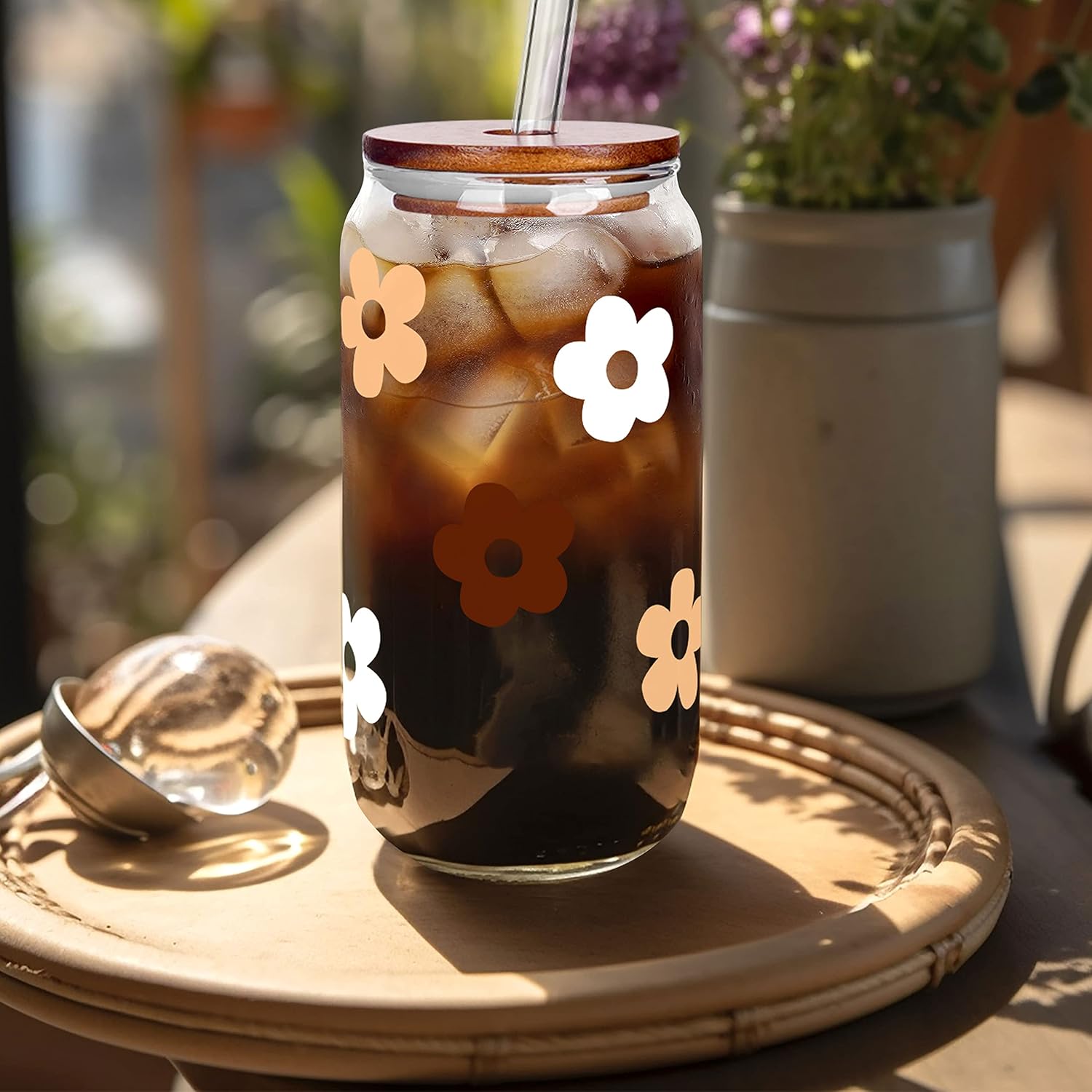 Vasos de vidrio con tapas y pajitas, vasos de vidrio en forma de lata, vasos de vidrio de 20 onzas, vasos para beber, vasos de café helado, vasos