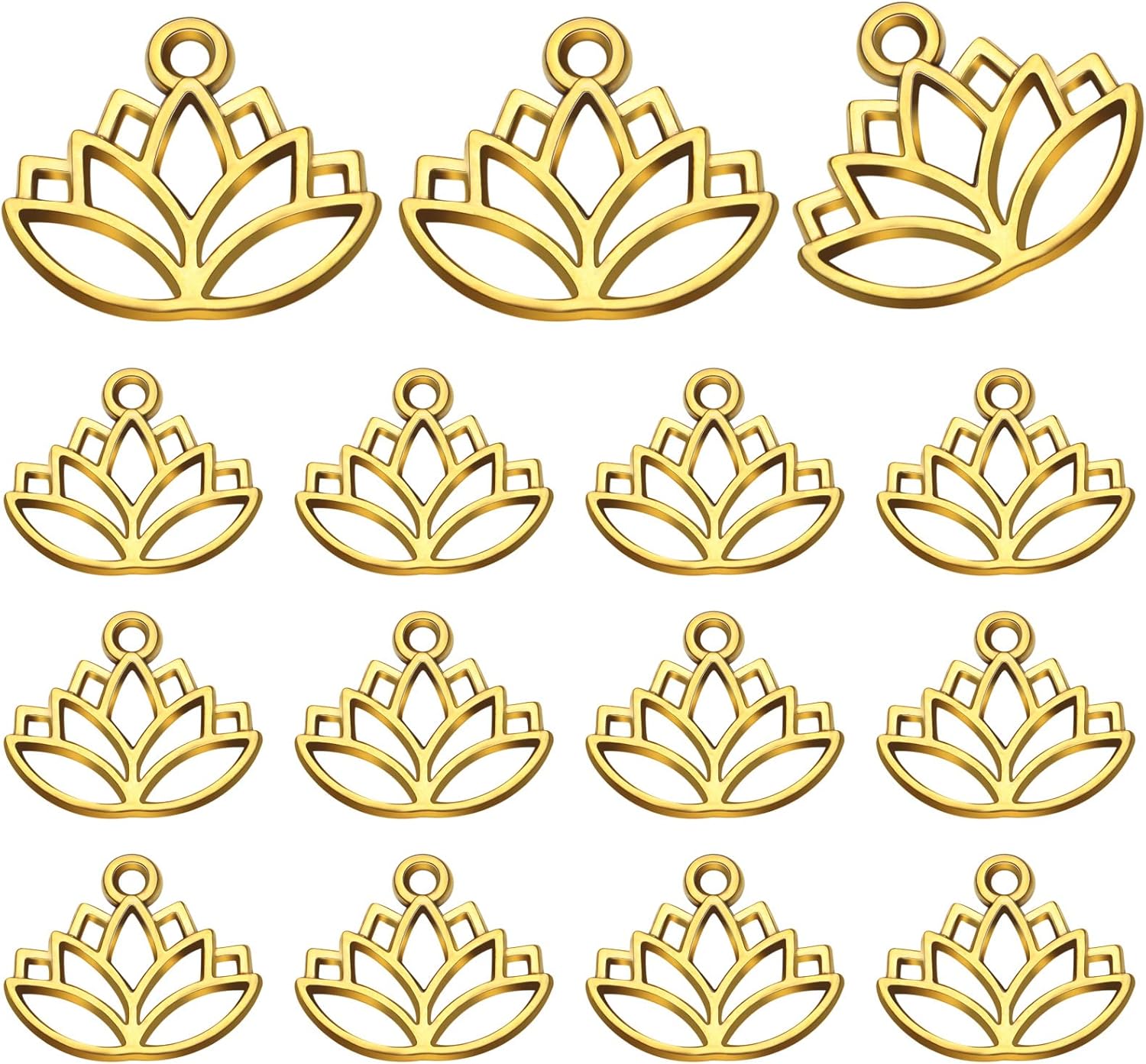 100 dijes de loto de aleación, para yoga, flor de loto, abalorios, suministros de manualidades para manualidades, collares, pulseras, joyería,