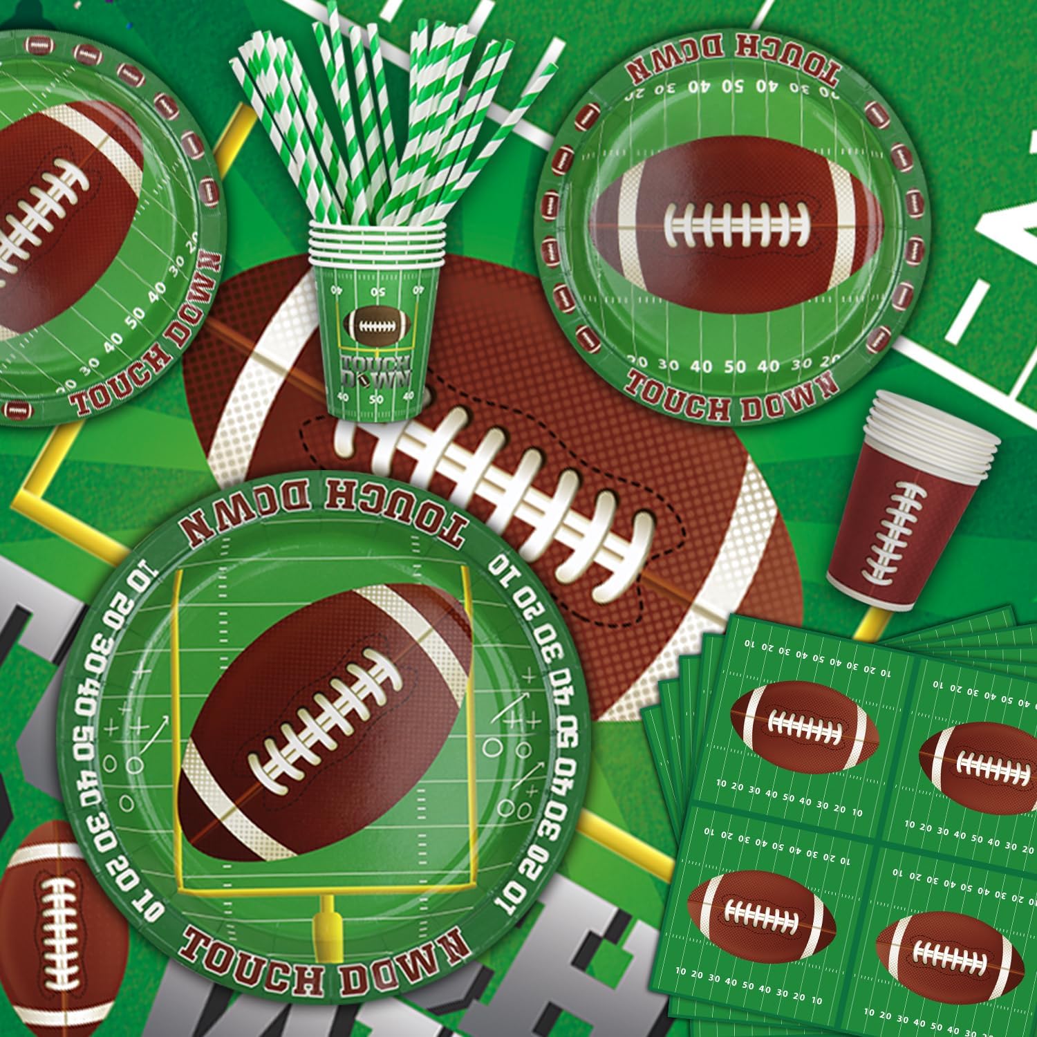 Paquete de 229 decoraciones de fiesta de cumpleaños de fútbol, suministros para fiestas de fútbol, decoración de fiesta de fiesta de juegos