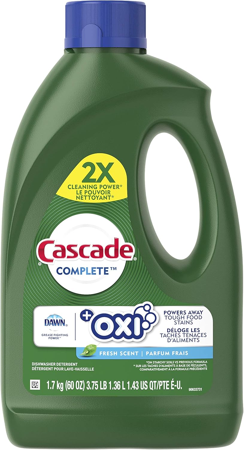 Cascade Complete +Oxi Gel Detergente para lavar platos, aroma fresco, 60 onzas líquidas