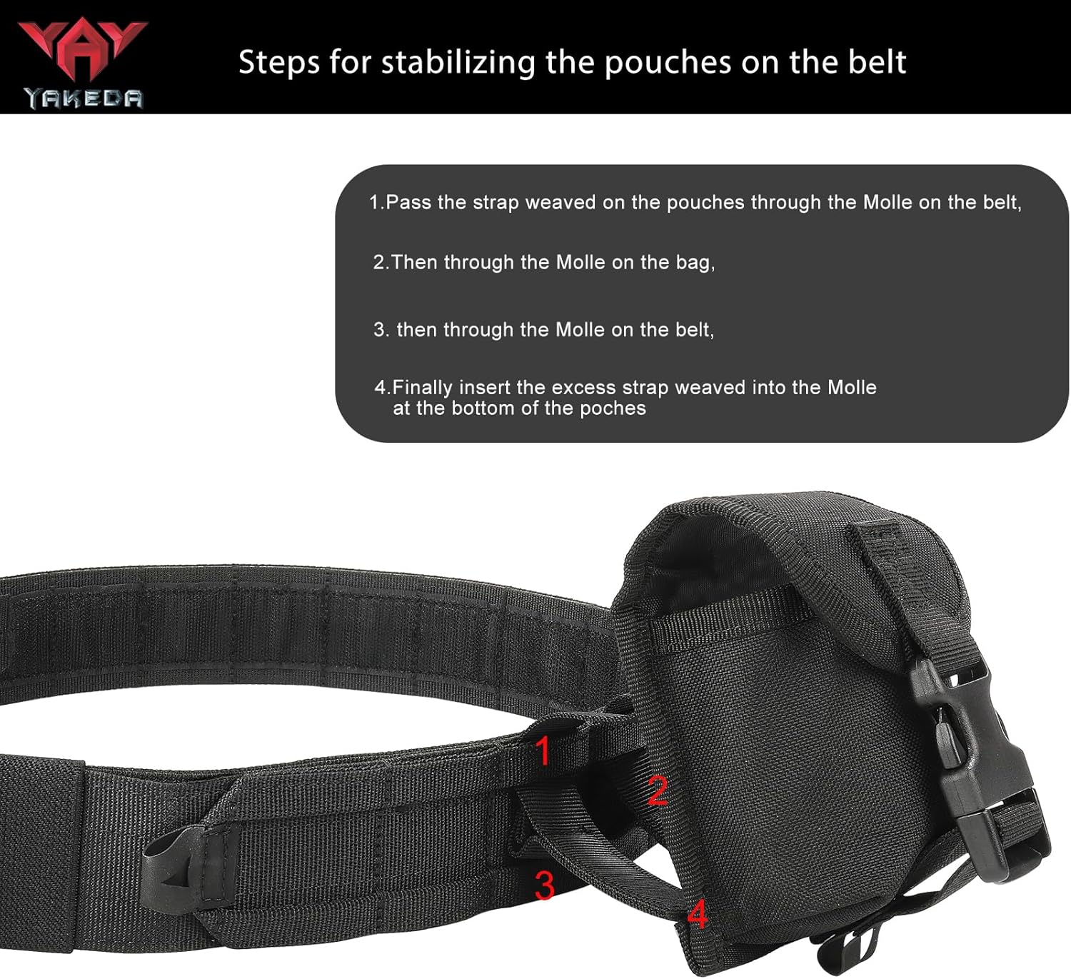 YAKEDA Molle – Cinturón táctico de combate para cinturón de combate de liberación rápida, cinturón de airsoft, cinturones resistentes, 8 piezas