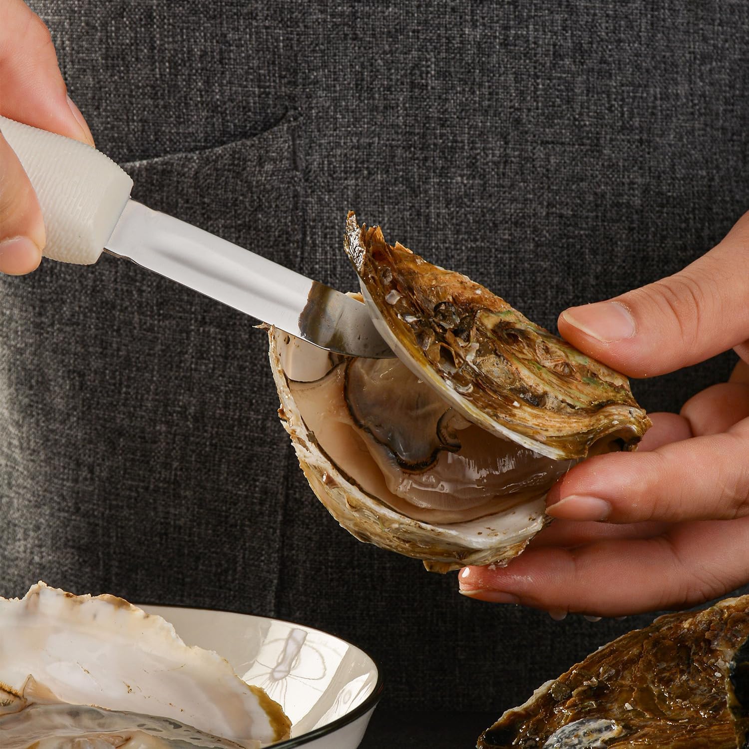Cuchillo de shucking de ostras, 2.75 pulgadas, estilo New Haven, cuchillo de almeja con mango de polietileno antideslizante, abridor de mariscos,