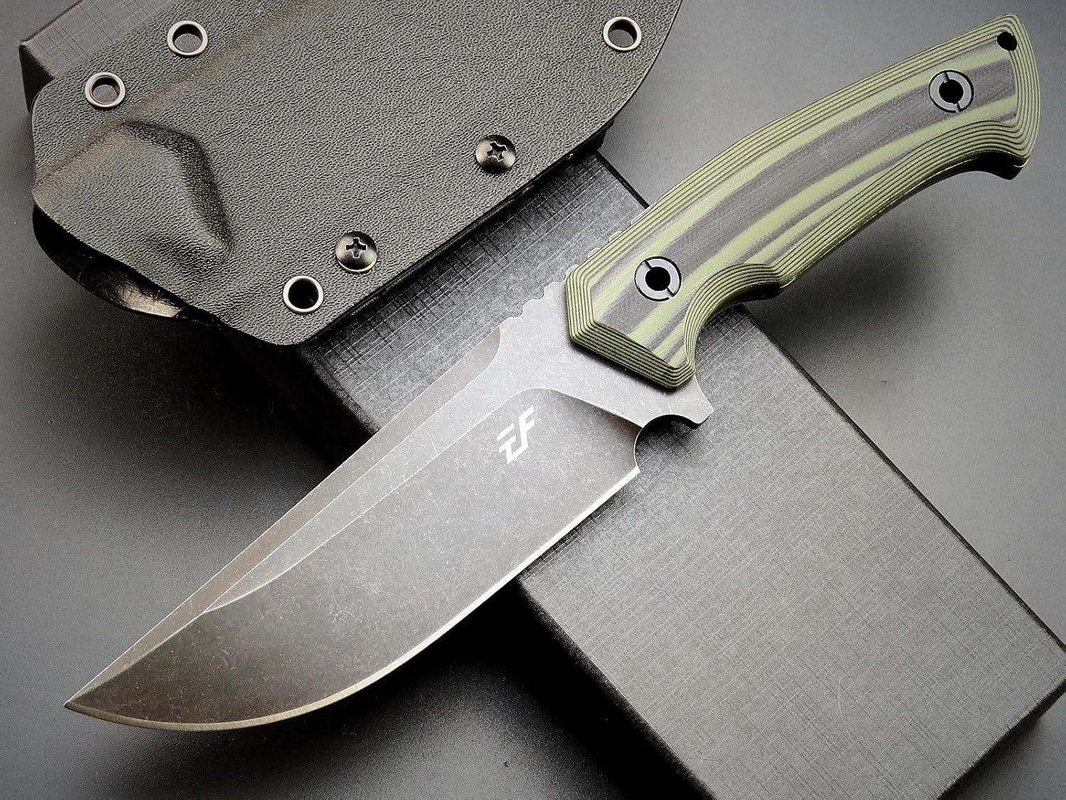 Eafengrow EF134 Cuchillo de hoja fija DC53 Hoja de acero de dos tonos G10 mango de espiga completa Heavy Duty EDC cuchillos rectos para trabajo,