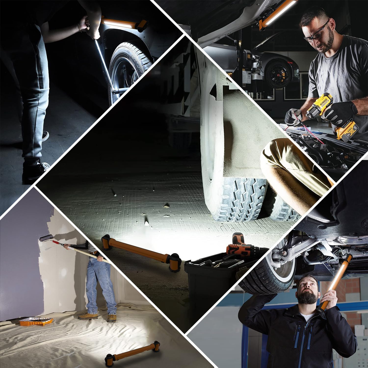 MEIHUA Luces de trabajo magnéticas para debajo del capó, 3000 lúmenes, barra de luz LED recargable con ganchos, IP65 portátil, luces estroboscópicas
