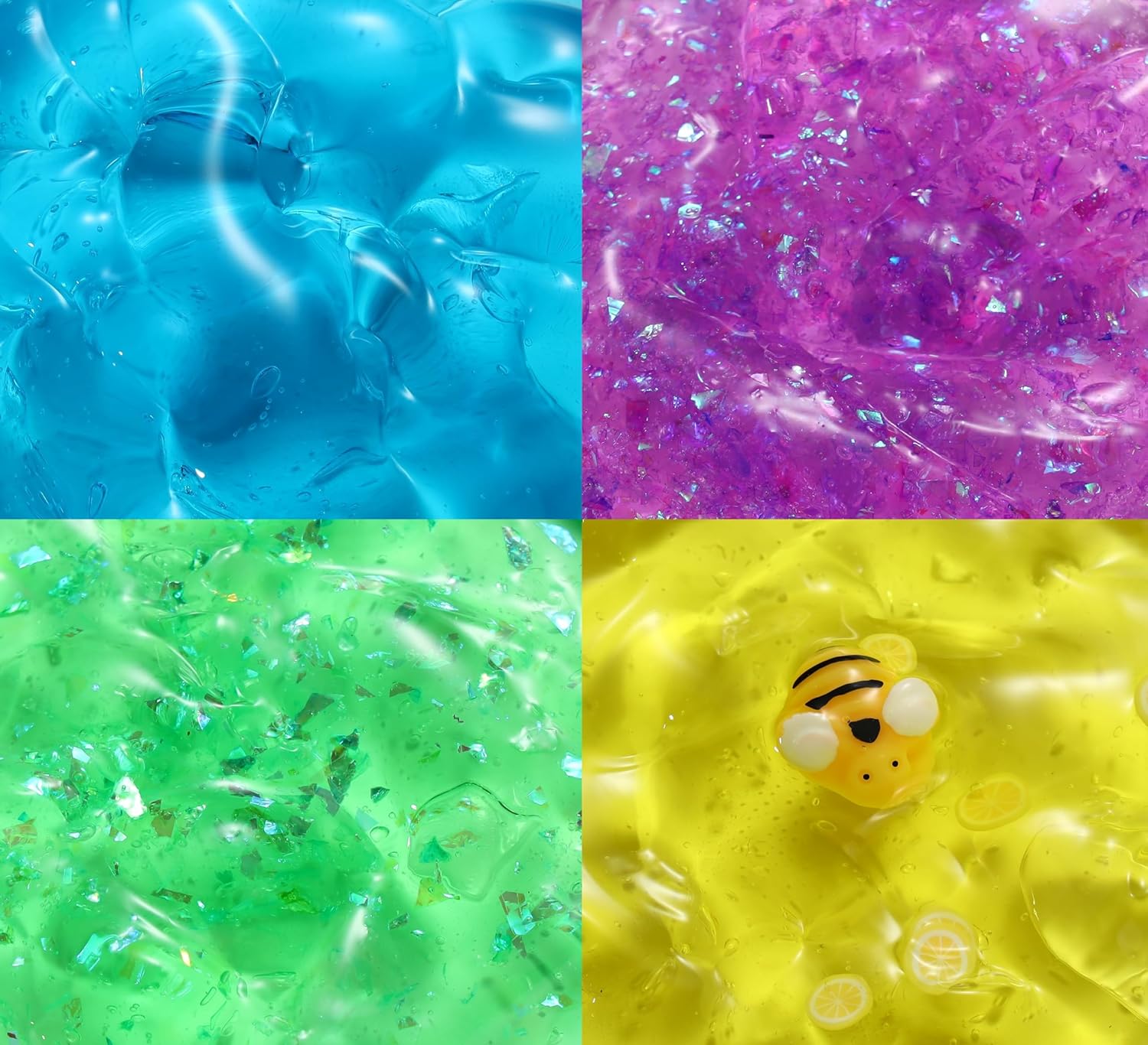 Kit de limo de cristal transparente para niñas de 10 a 12 años, cubo de gelatina rosa melocotón, limo crujiente, amarillo, morado, verde y azul,