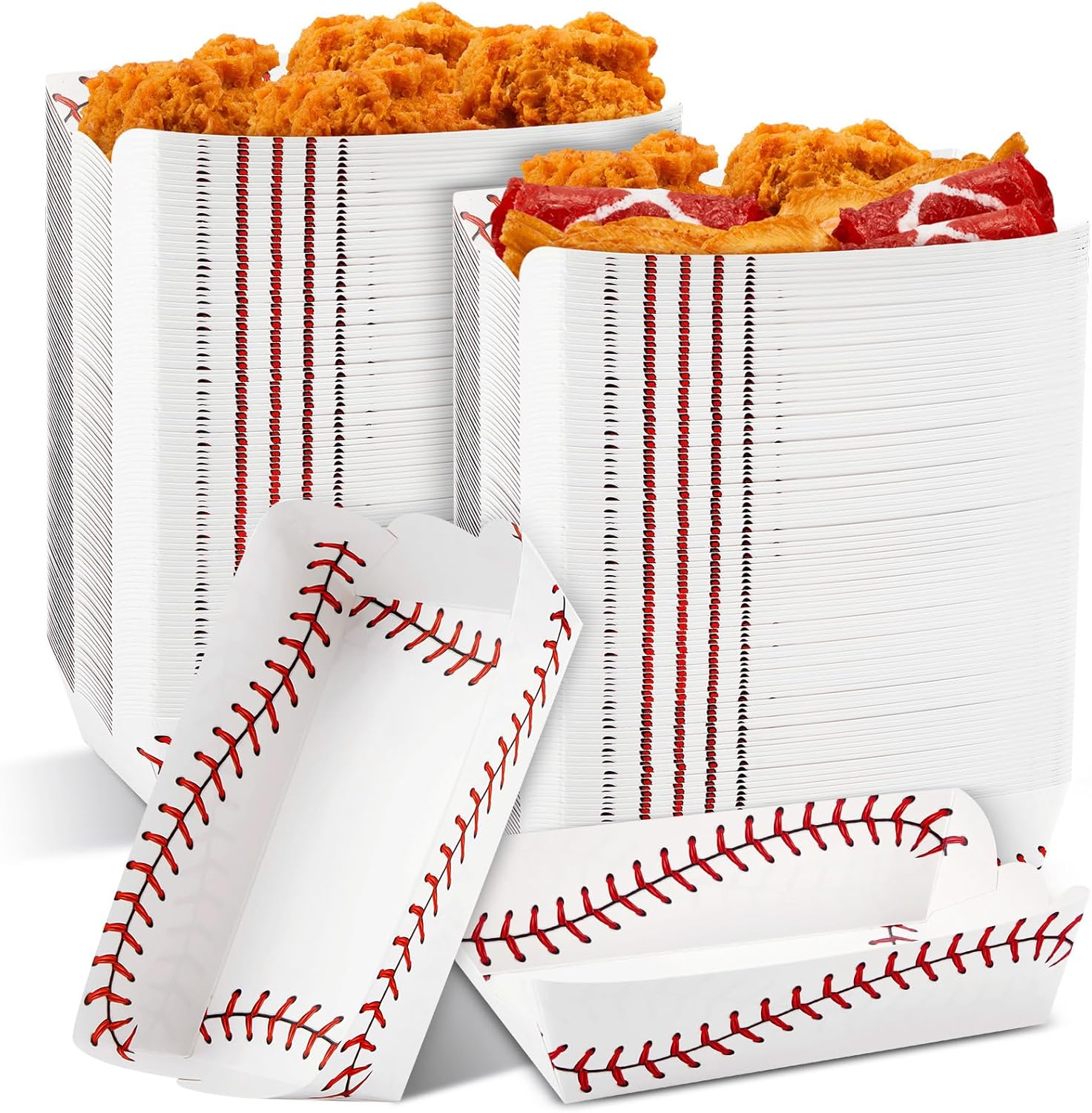 100 bandejas de papel para botes de comida, béisbol, baloncesto, fútbol, fútbol, suministros para fiestas de cumpleaños, bandejas desechables para
