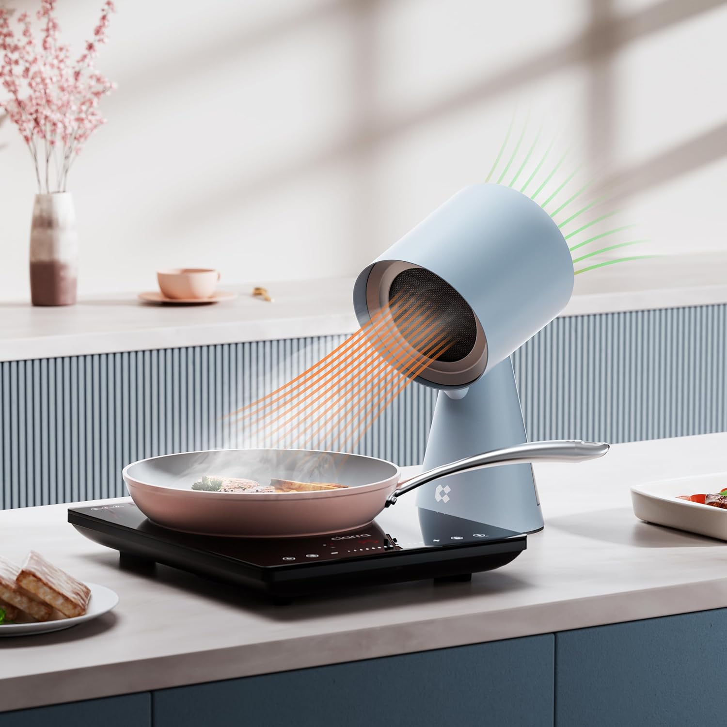 CIARRA Campana extractora portátil, campana extractora de escritorio con ventilador de escape de 2 velocidades, filtro de aluminio desmontable, taza