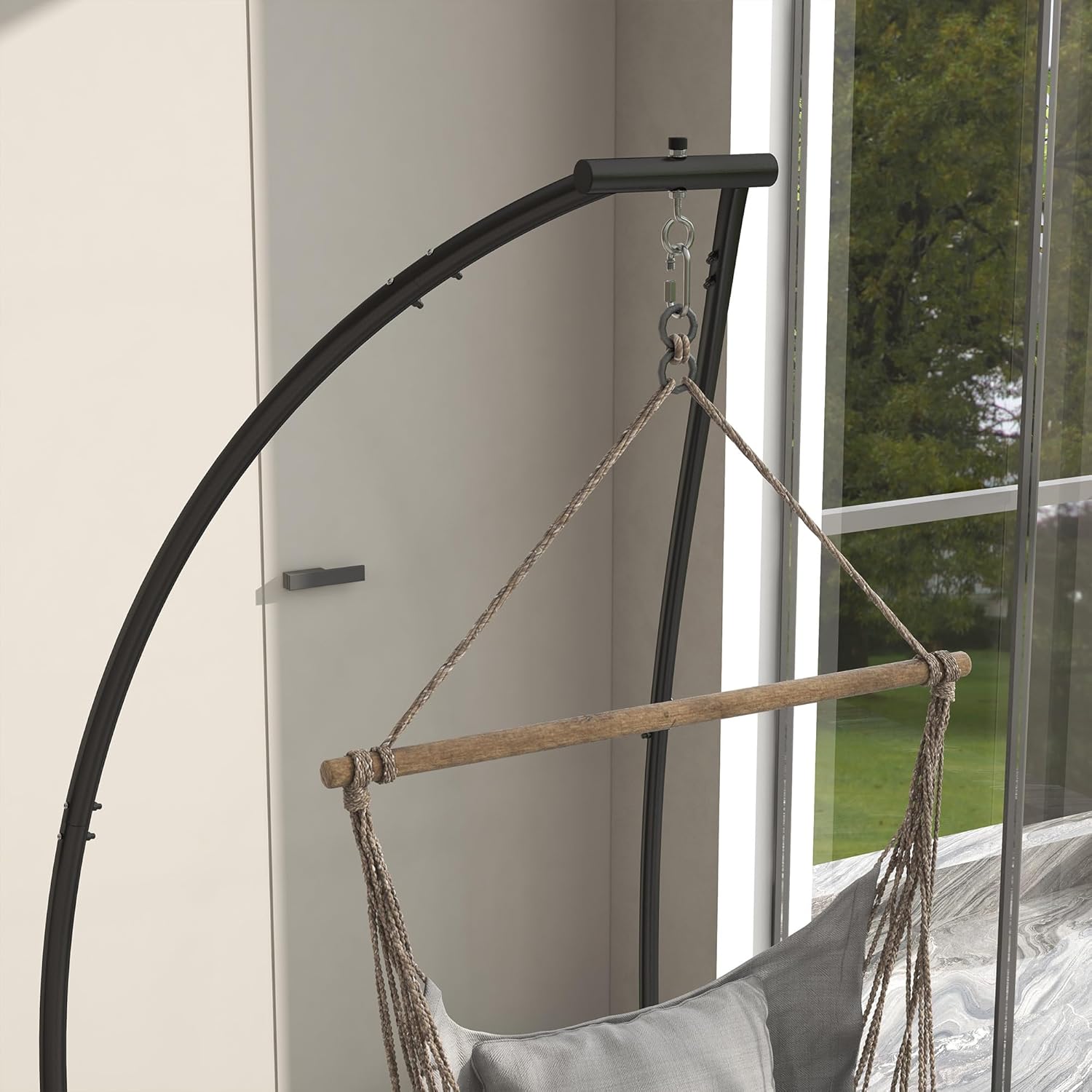 Outsunny Soporte para silla de hamaca, en forma de C, soporte de hamaca resistente con marco de metal para colgar hamaca, porche, columpio, uso en
