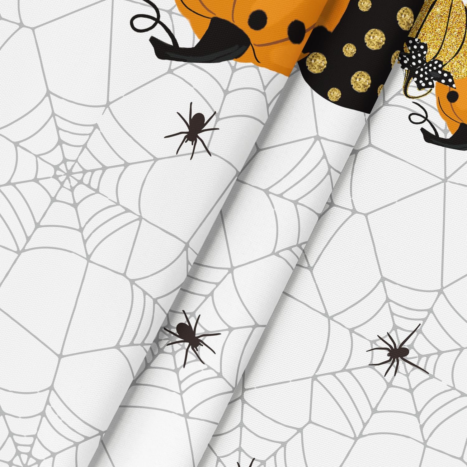 Horaldaily Mantel redondo de Halloween de 70 x 70 pulgadas, diseño de telaraña de calabaza con temática aterradora, lavable, para decoración de