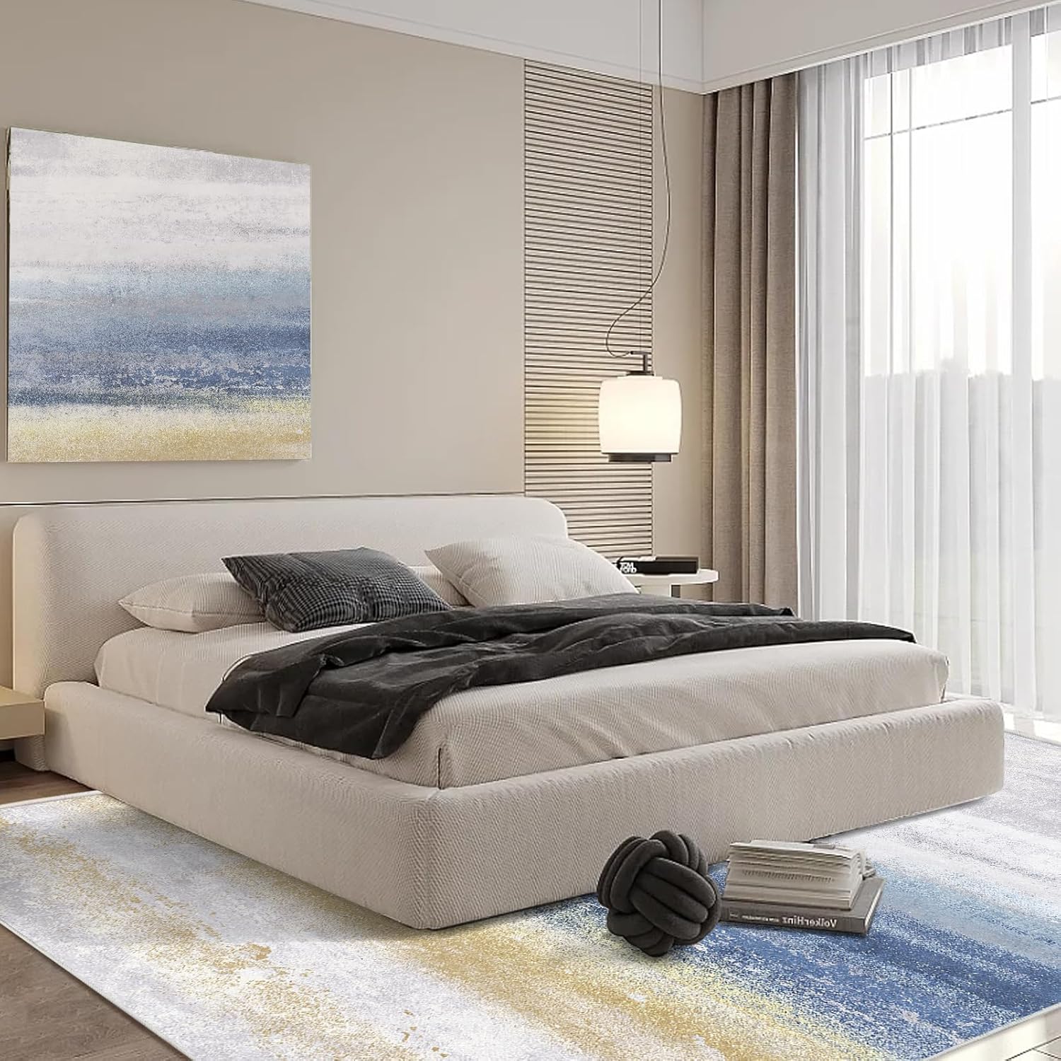 Alfombra lavable de 8 x 10 pulgadas, alfombra moderna abstracta para sala de estar, alfombra suave de pelo bajo con parte trasera antideslizante,