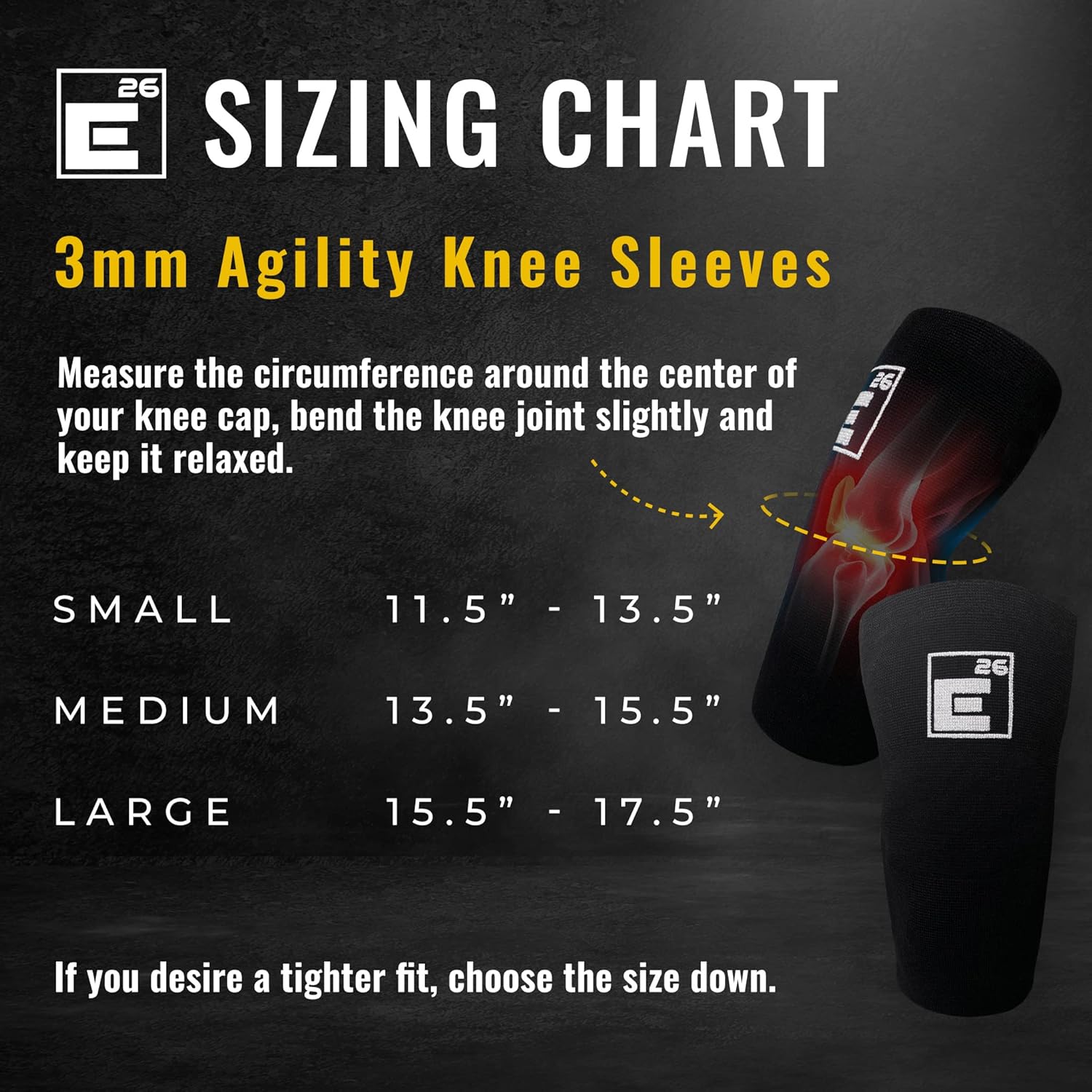 Element 26 Agility – Rodillera de compresión, 1 par (0.118 pulgadas), rodillera de compresión para entrenar, correr y levantar pesas, para hombres y
