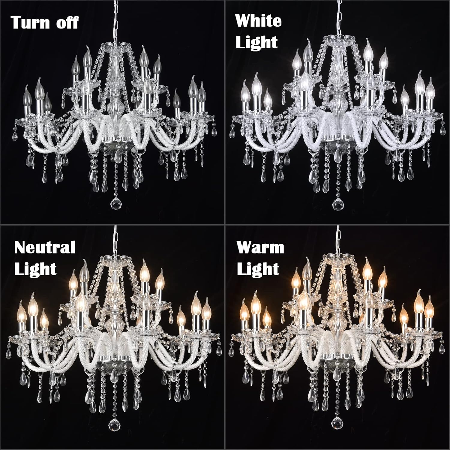 Panghuhu88 Candelabro de cristal de 15 luces transparentes K9 de lujo, lámpara de techo colgante de cristal para comedor, sala de estar, dormitorio
