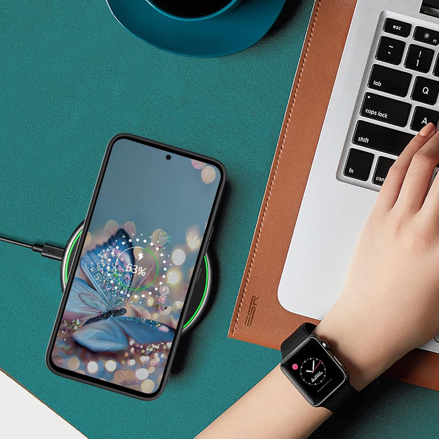GUAGUA Funda para Samsung Galaxy A54 5G que brilla en la oscuridad, funda para teléfono Samsung A54, bonita funda luminosa nocturna de mariposa azul