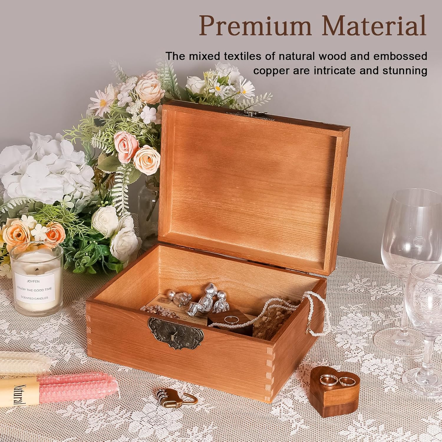 Caja de recuerdos de boda personalizada con cerradura, caja de memoria decorativa de madera, caja de almacenamiento de fotos, aniversario,
