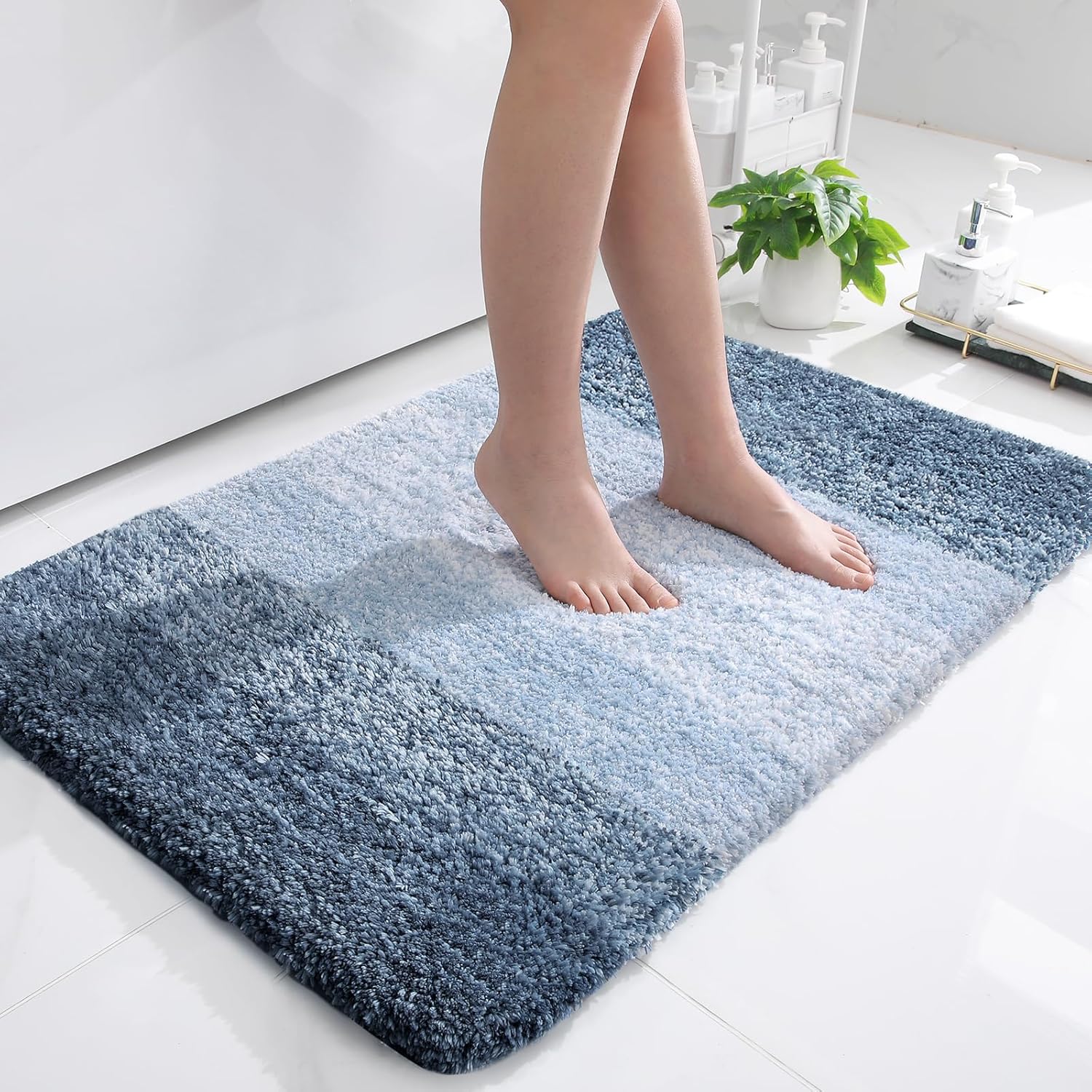 OLANLY Juego de 2 alfombras de baño y alfombras de baño ombré, tamaño 36 x 24 pulgadas y juego de alfombras de baño 30 x 20 + 24 x 20 pulgadas,