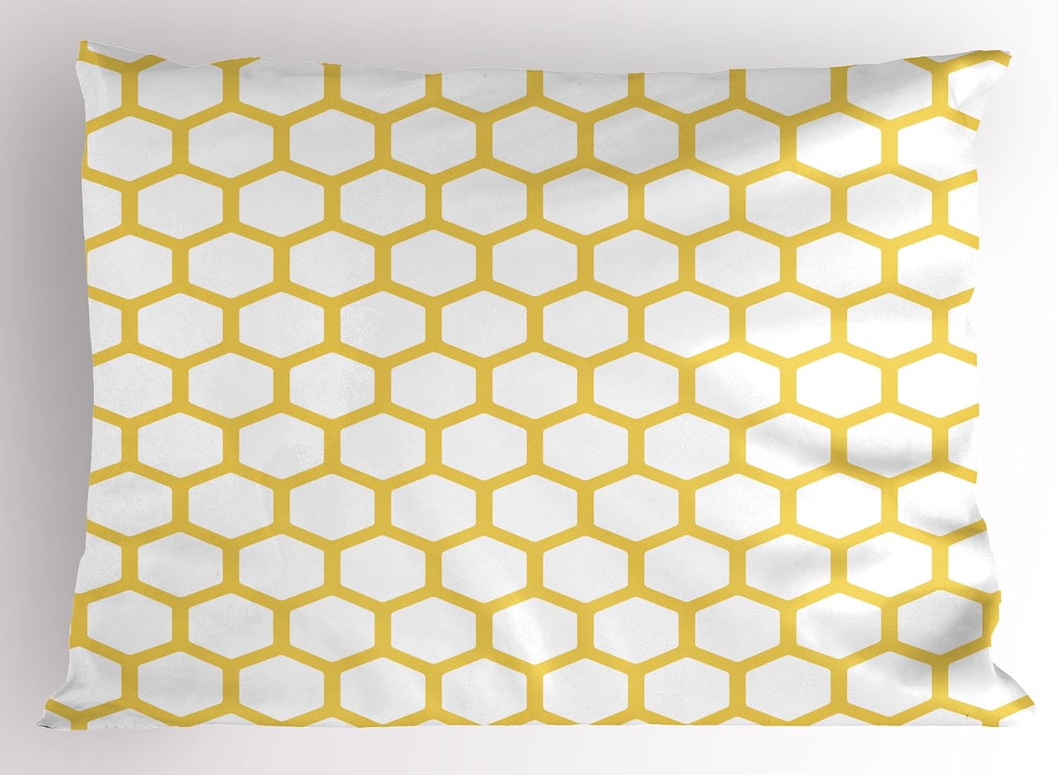 Ambesonne Funda de almohada amarilla y de almohada, diseño hexagonal de panal de abeja, monocromática geométrica simplista, funda de almohada