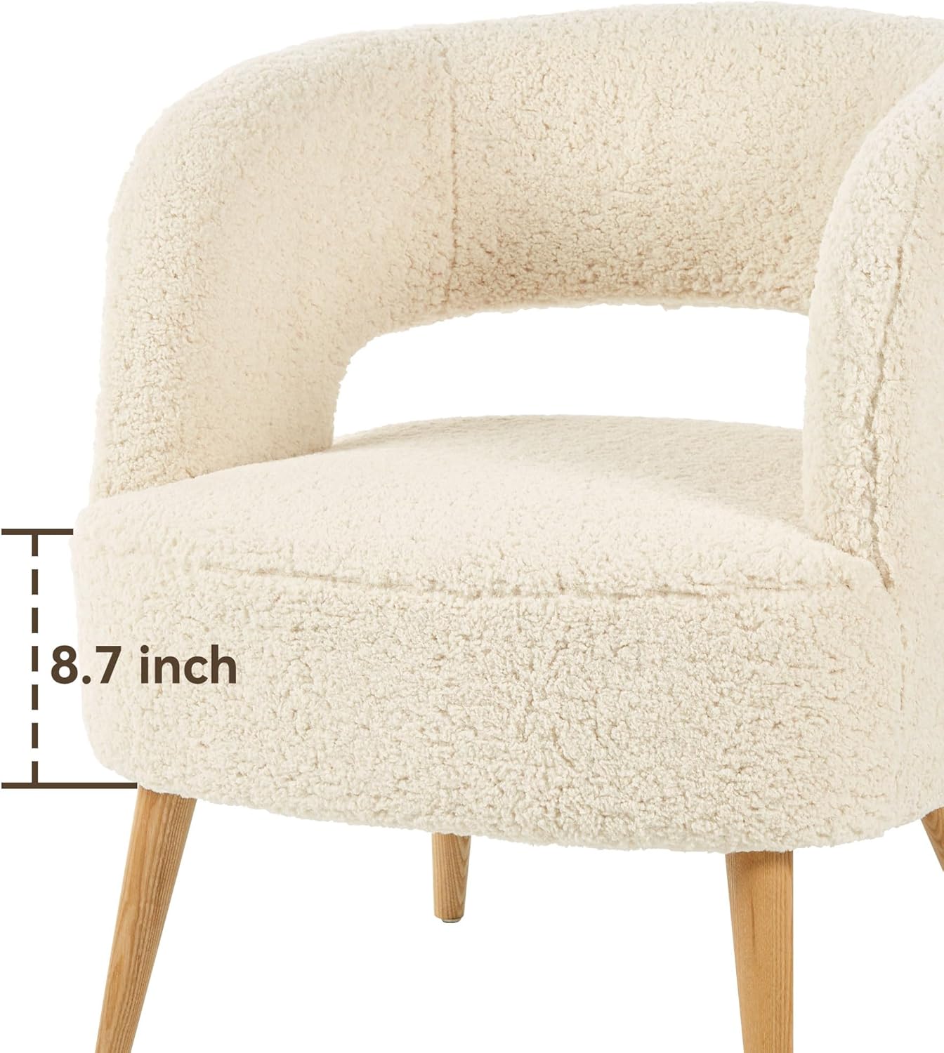Silla decorativa con sillón otomano tapizado de vellón de peluche de mediados de siglo, sillas modernas y cómodas con patas de madera para sala de