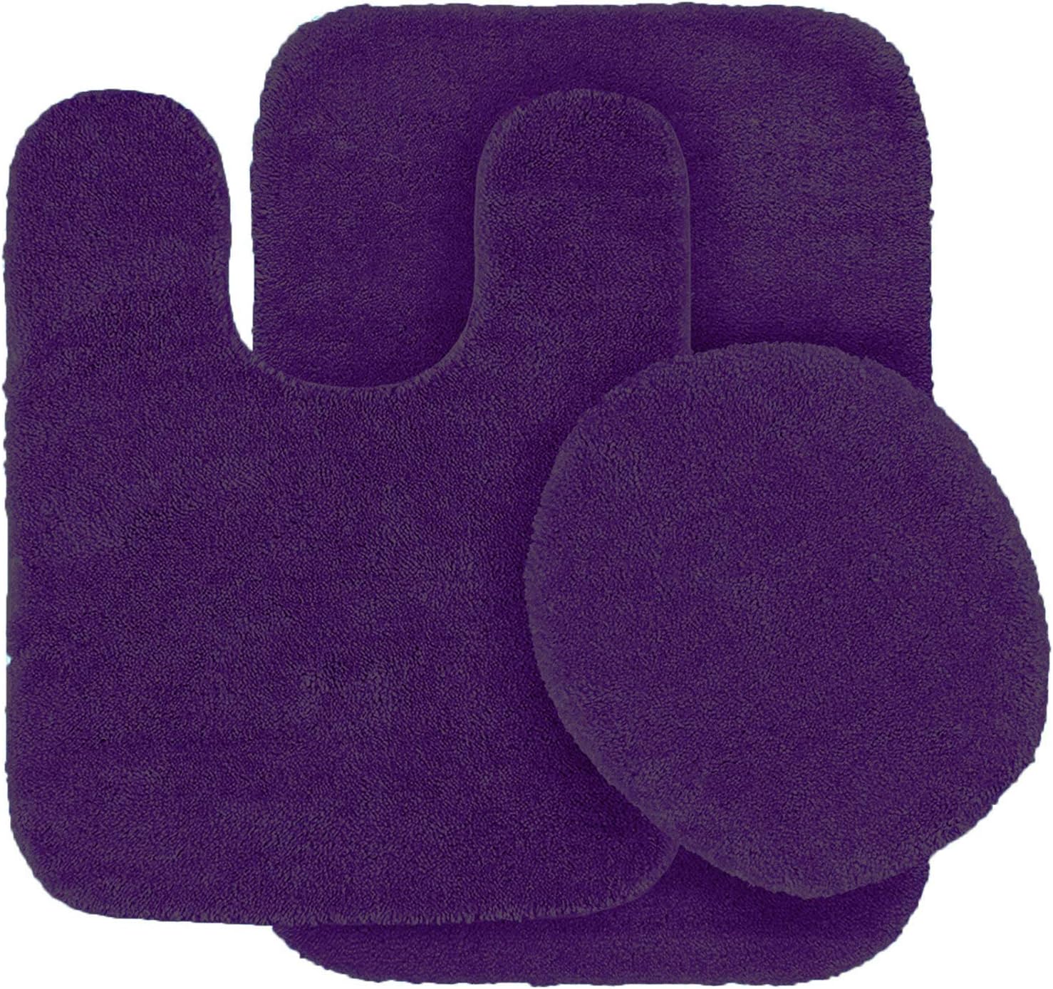 Linen Plus Juego de 3 alfombras de baño suaves antideslizantes sólidas para baño, alfombra de contorno en forma de U, alfombrilla y tapa de inodoro,