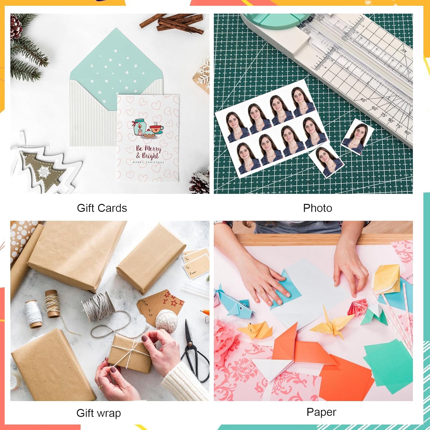Cortador de papel, cortador de papel artesanal de 4 estilos, herramienta multifunción para cortar papel, fotos, álbumes de recortes, postales