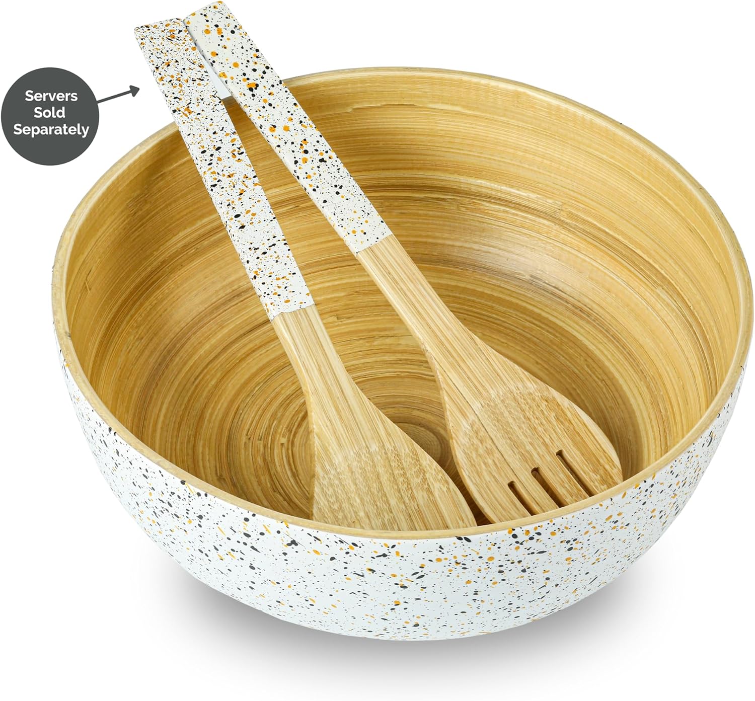 Jungle Culture Ensaladera grande de bambú  Frutero blanco  Tazones de madera para mezclar  Cuencos decorativos de decoración del hogar Pasta,
