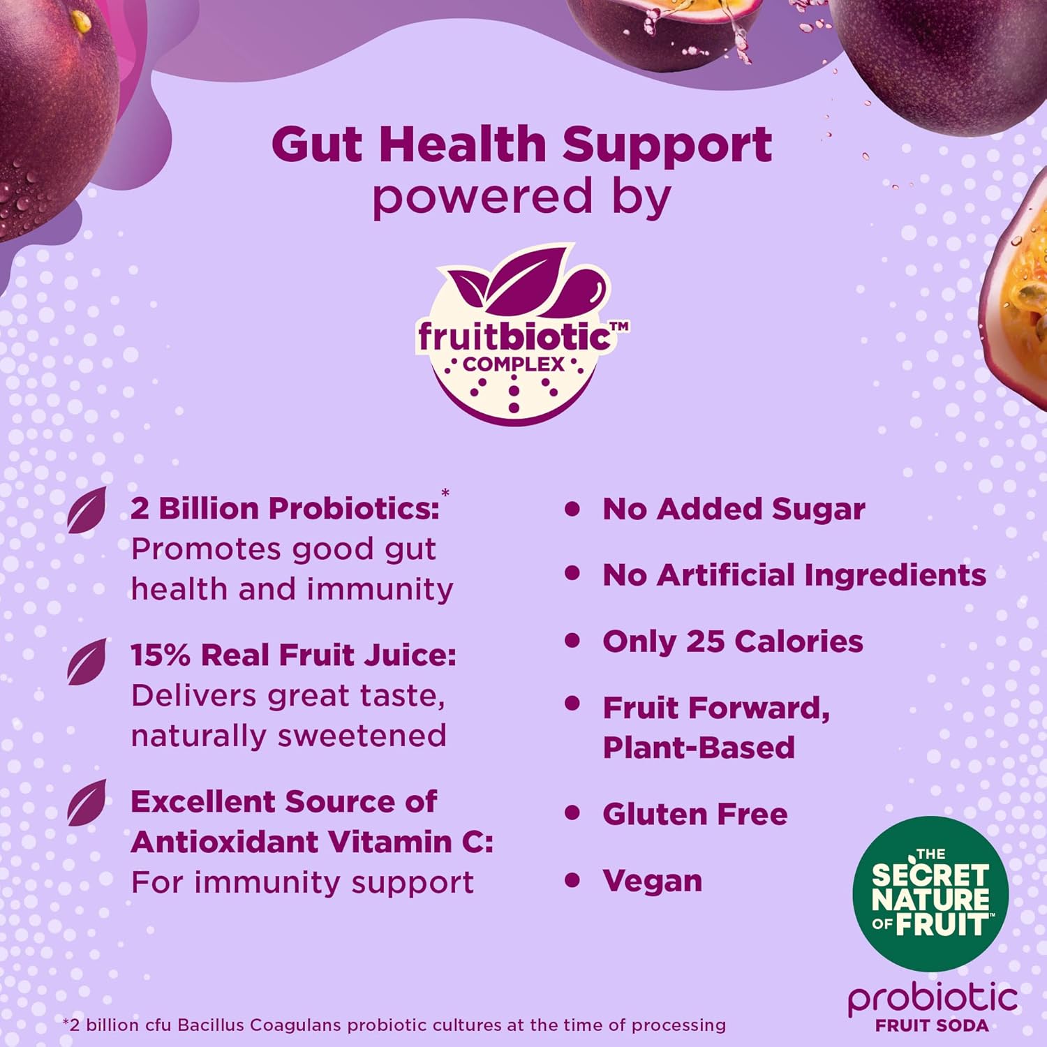 The Secret Nature of Fruit Refresco probiótico de frutas, apoya la salud intestinal y la inmunidad, 2 mil millones de probióticos, cero azúcar