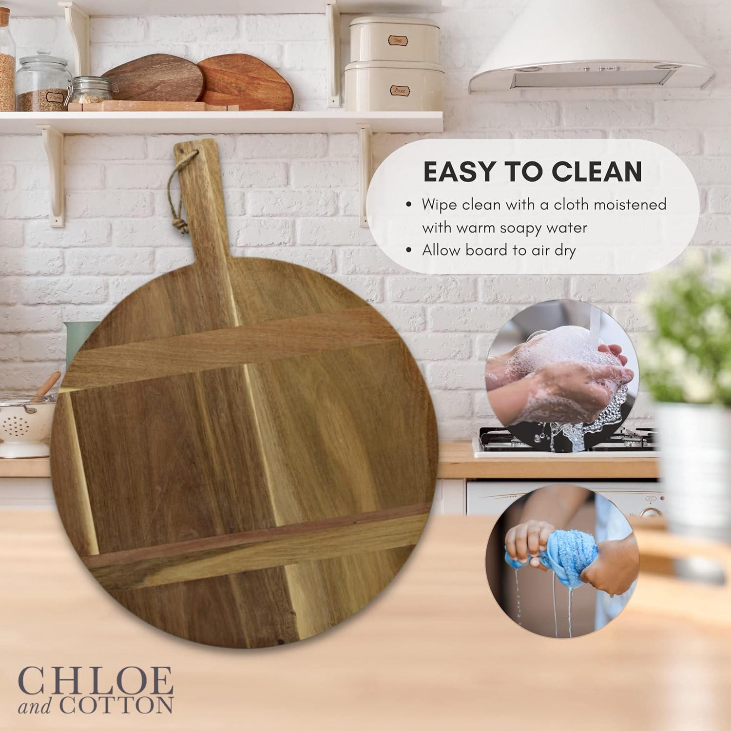 Chloe and Cotton Tabla de servir de madera de acacia de gran tamaño de 16 pulgadas de diámetro  Tabla grande para quesos  Tabla de embutidos para