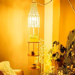 Lámpara colgante bohemia para decoración de dormitorio, lámpara colgante con cable de enchufe e interruptor, pantalla de lámpara de macramé y Lámpara colgante bohemia para decoración de dormitorio, lámpara colgante con cable de enchufe e interruptor, pantalla de lámpara de macramé y