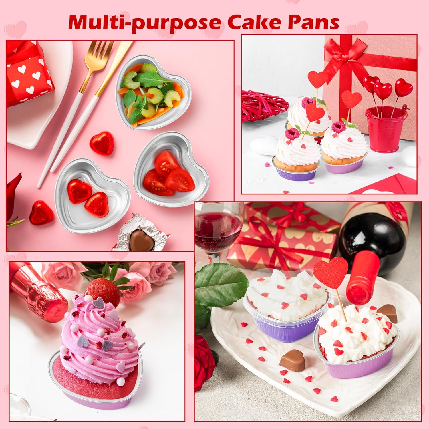 R HORSE 30 juegos de moldes para tartas en forma de corazón con tapa, recipiente multicolor para magdalenas, hojalata, papel de aluminio, taza para