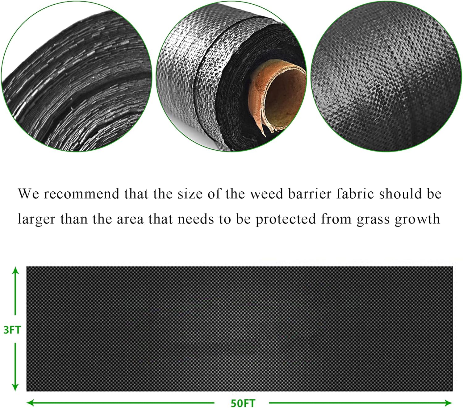 WFLNHB Tela de paisaje de barrera de malezas 3FTx100FT Heavy Duty Weed Control Block Ground Cover
