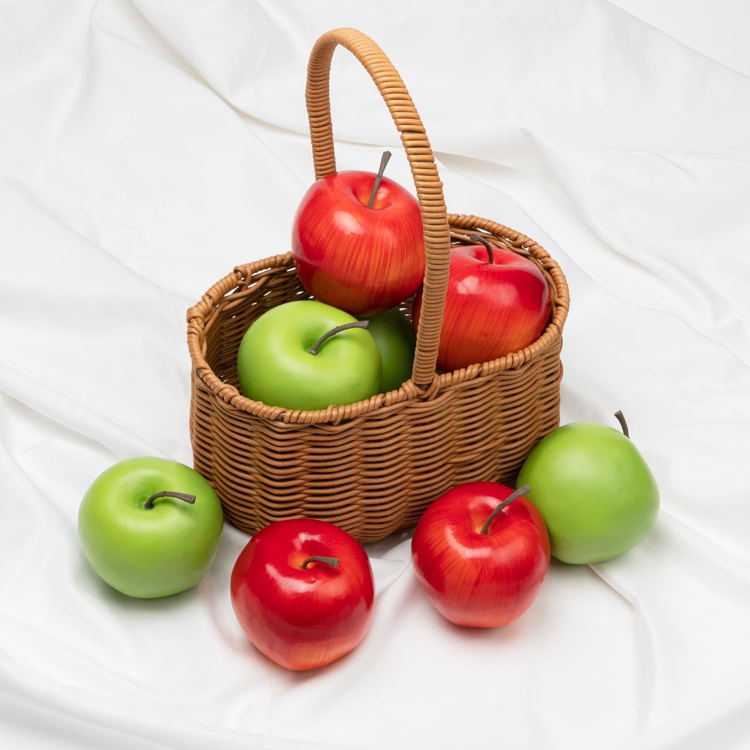 12 manzanas falsas de 8 pulgadas para decoración de manzanas de plástico realistas para decoración del hogar y la cocina (rojo)