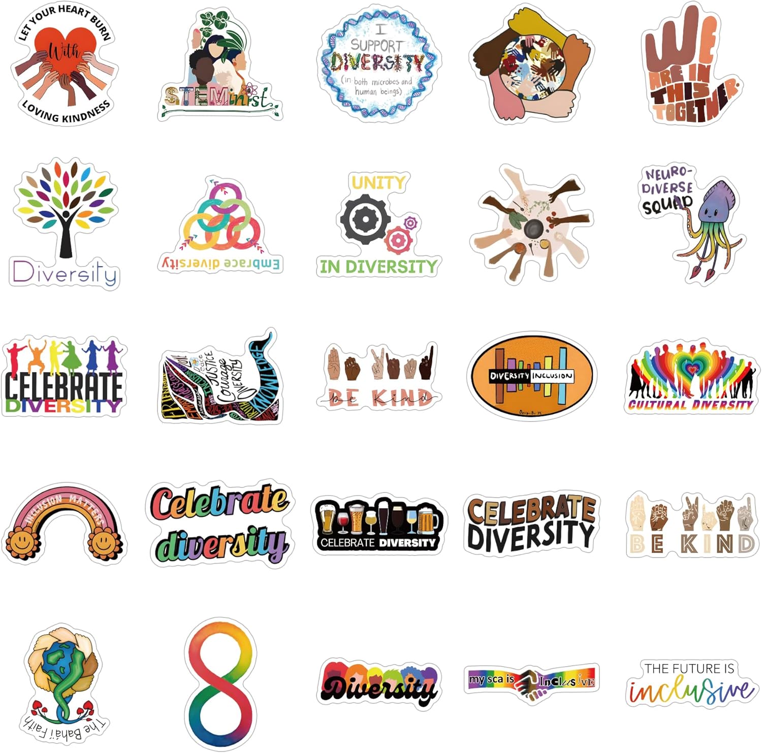 Paquete de 50 calcomanías diversificadas, hermosas calcomanías de vinilo impermeables para botellas de agua, portátiles, teléfonos, monopatines,